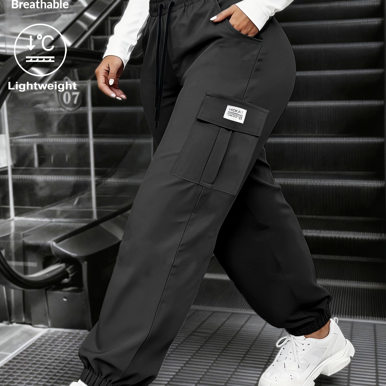 TEMU Nuovi Pantaloni Lunghi da /, Pantaloni Cargo e Traspiranti con Vita , Cordino, Tasche Grandi, Pantaloni Stile per Uscite e Abbigliamento Outdoor