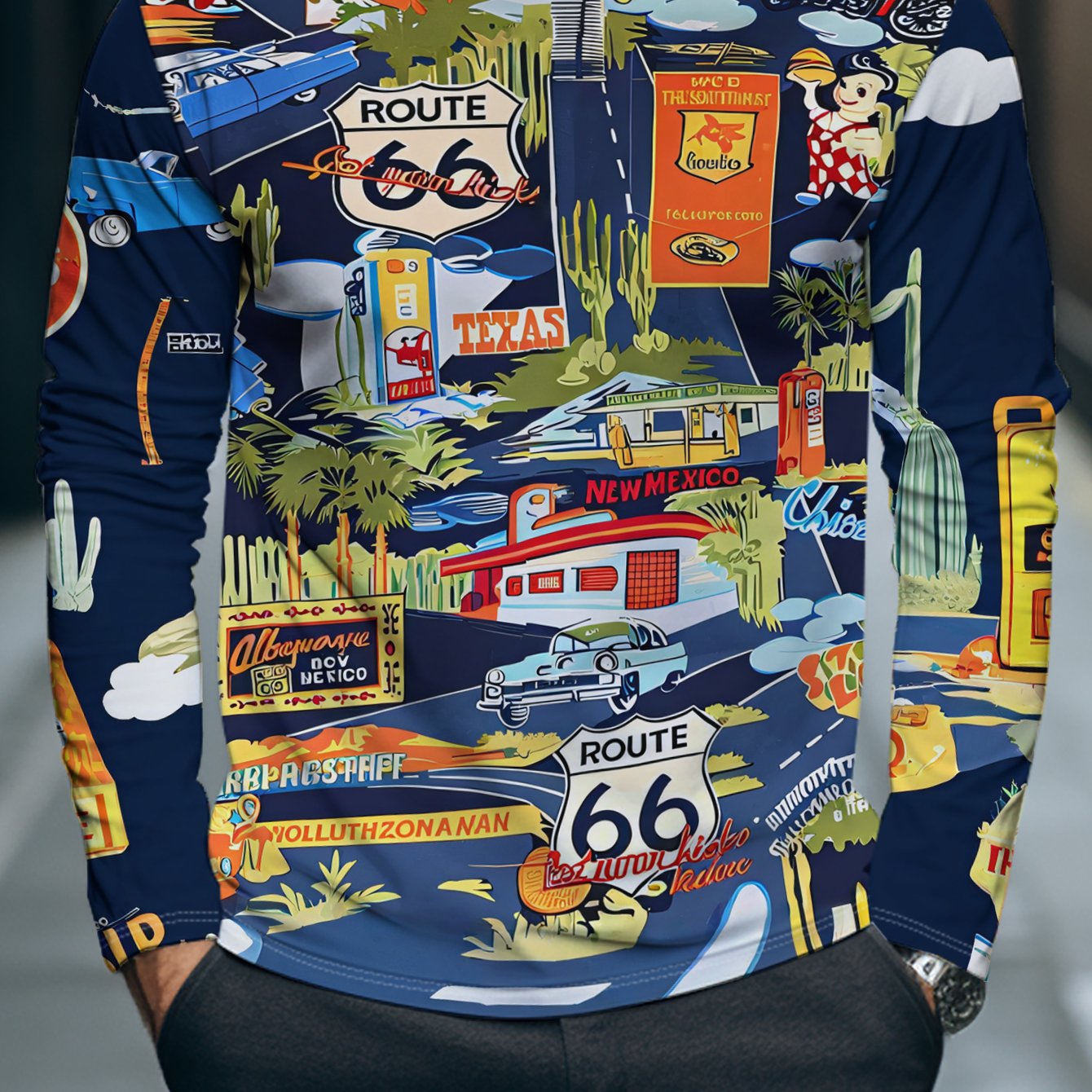 TEMU [printed Design â Not Textured] Plus Size Long Sleeve T-shirt, Dark Long Sleeve Top, With Theme