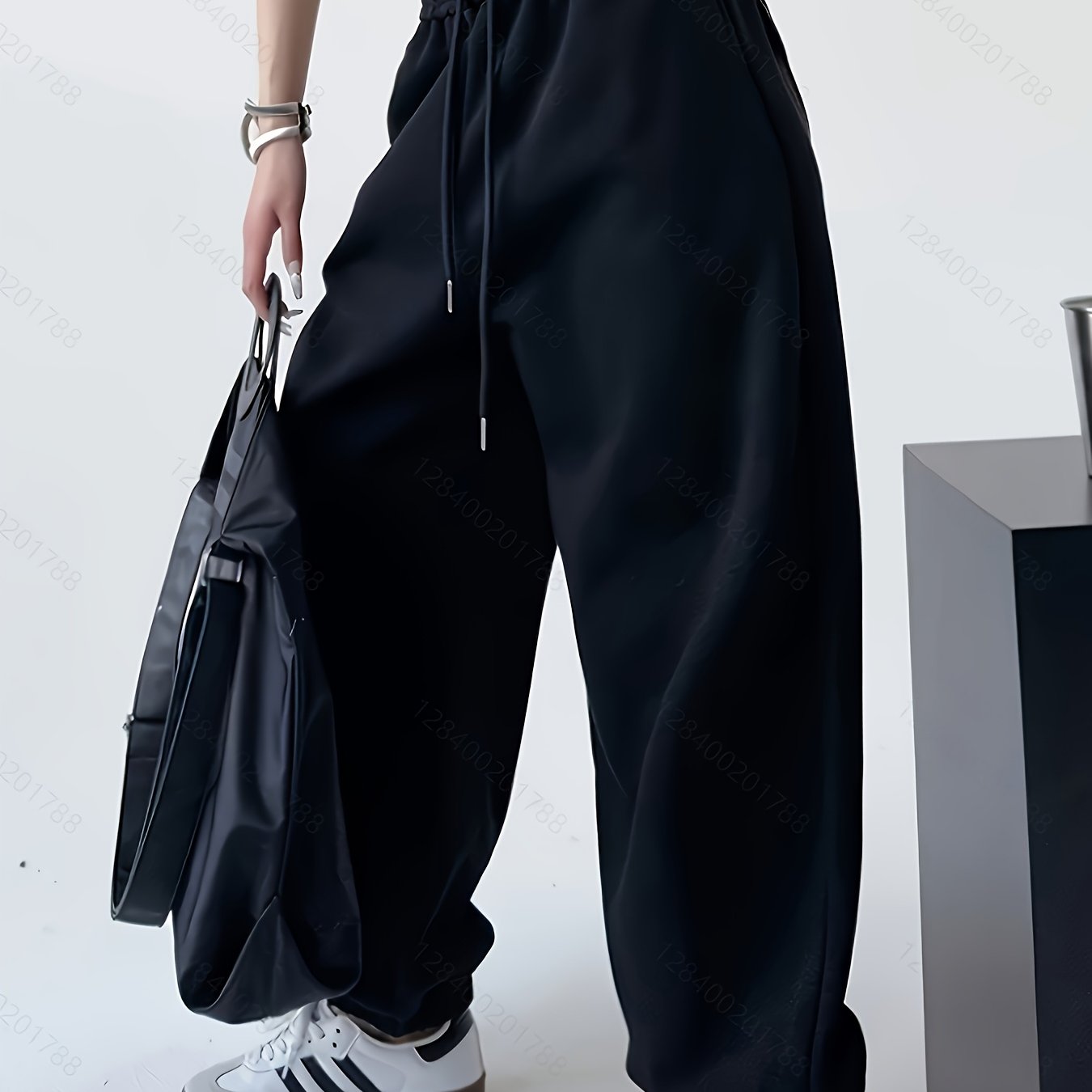 TEMU Solid Color Athletic Pants, Women's Joggers, Casual Trousers For Daily Wear
