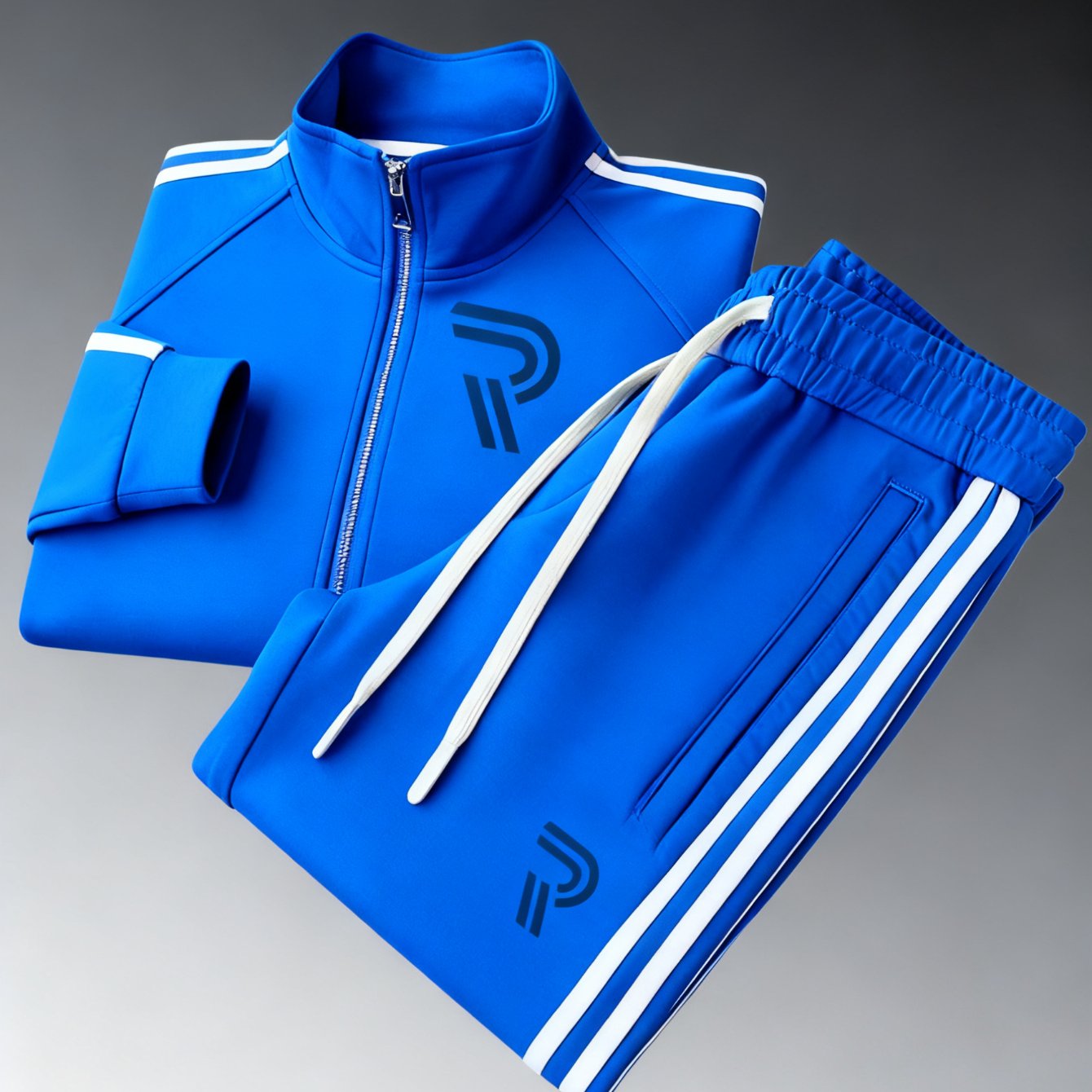 Image of A Two-part Outfit Consisting Of A Casual Sports Jacket For Men And Sweatpants, Featuring A 3d Printed Design, In A Neutral Sports Style With Multiple Color Options, Plus Size