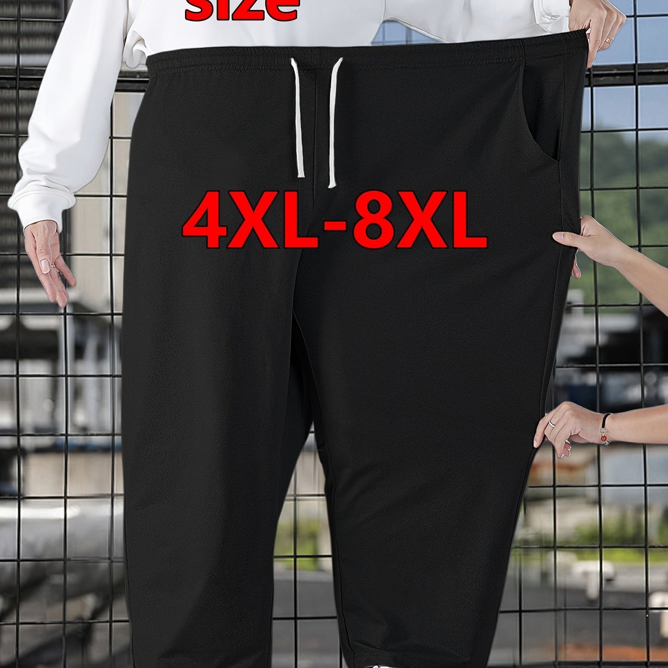 TEMU 4xl-8xl Plus Size Stretch Loose Men's Athletic Pants, Designed For Plus-size Men Athletic Long Trousers, Gusset - , Fashionable And Adjustable