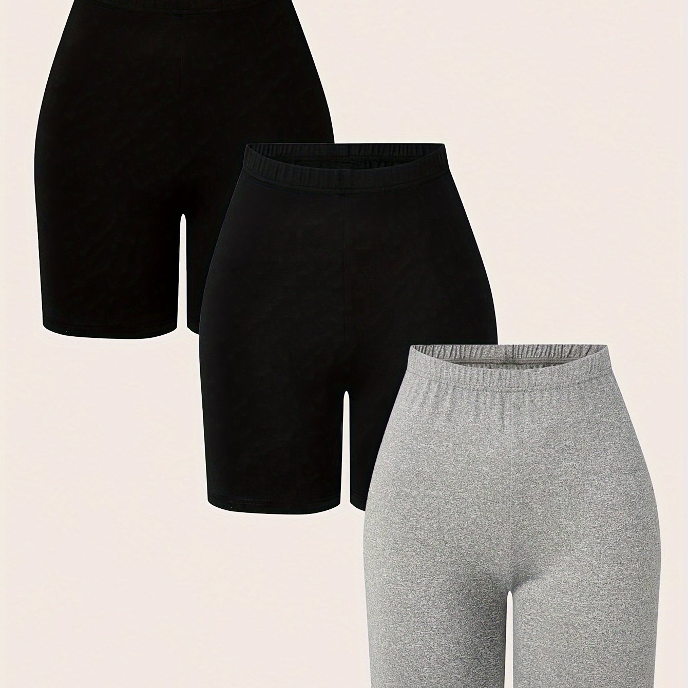 Plus Size - Plus Size - Three-piece Elastic Waist Summer And Cycling Shorts