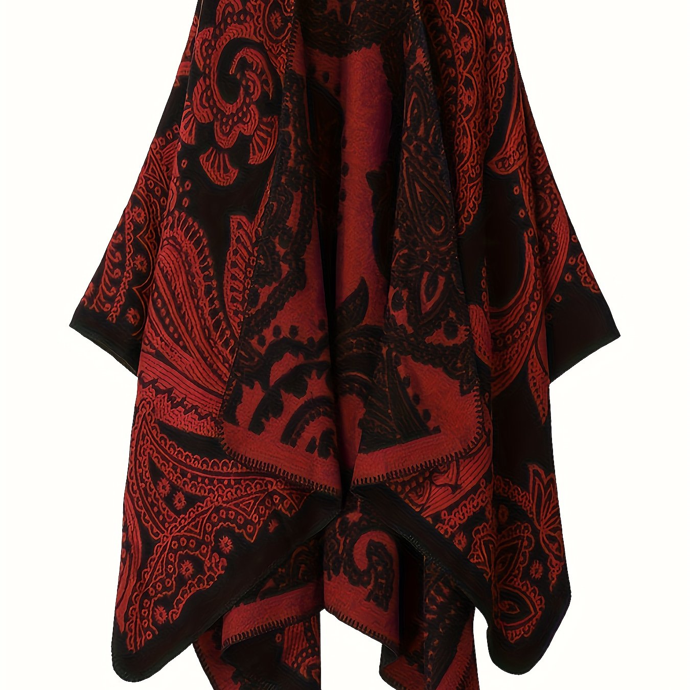 TEMU Plus Size - Plus Size - Plus Size Thick Vintage Paisley Jacquard High-quality Cashmere Windproof Warm Large Shawl Blanket Cape Coat For Autumn