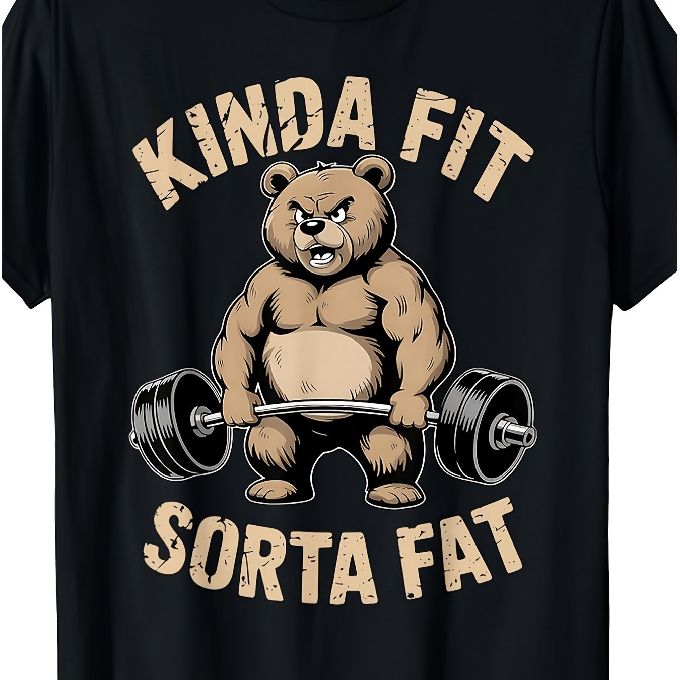 TEMU Funny Weightlifting T-shirt Retro Fit Slogan Workout Round Neck Fitness Tee Plus Size Soft T-shirt Easy Style Suitable For Daily Wear