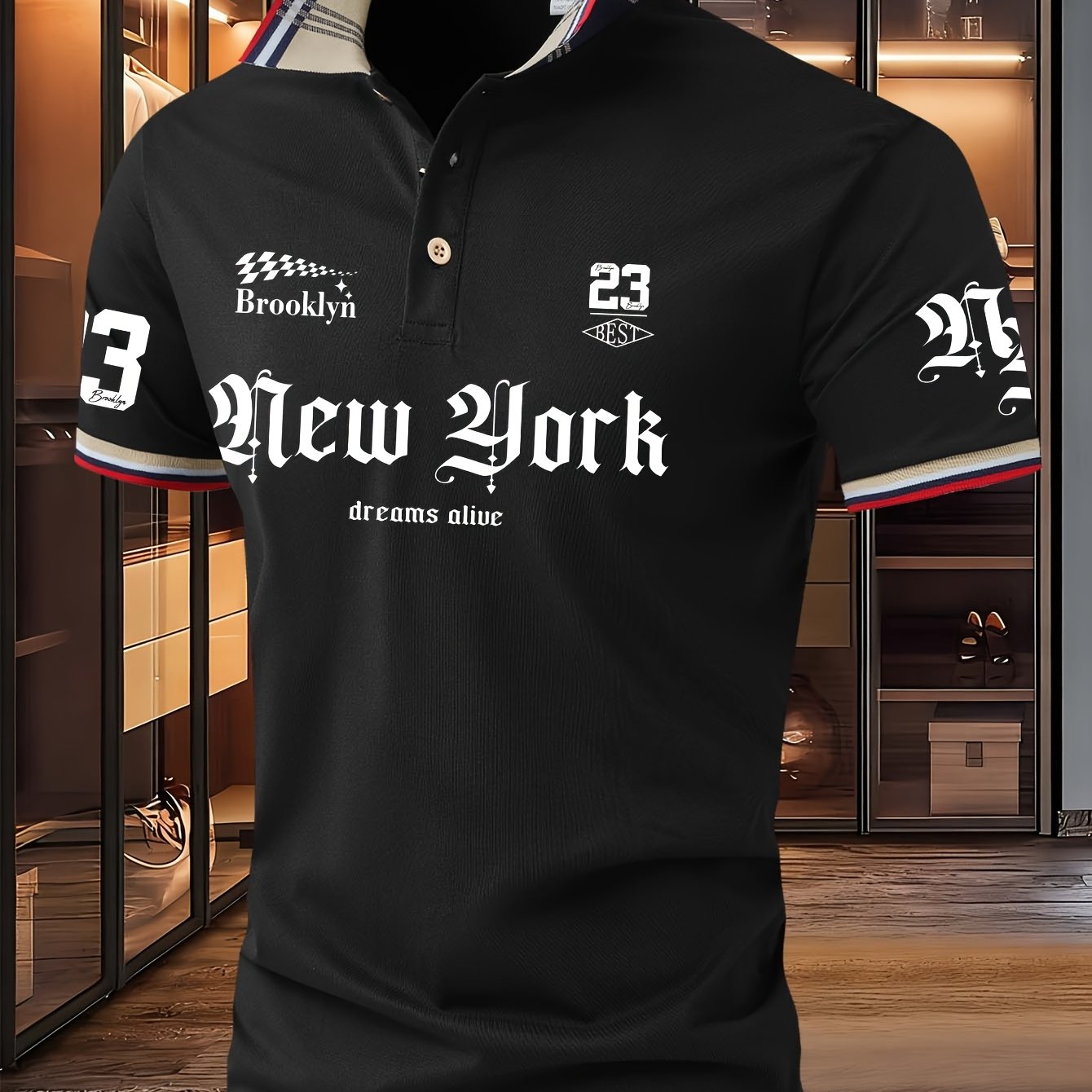 TEMU Number Cartoon New Summer Shirt, Collar Design, Daily Comfortable Spring And Summer Men's Casual Sports Top Is Very Suitable For Business,