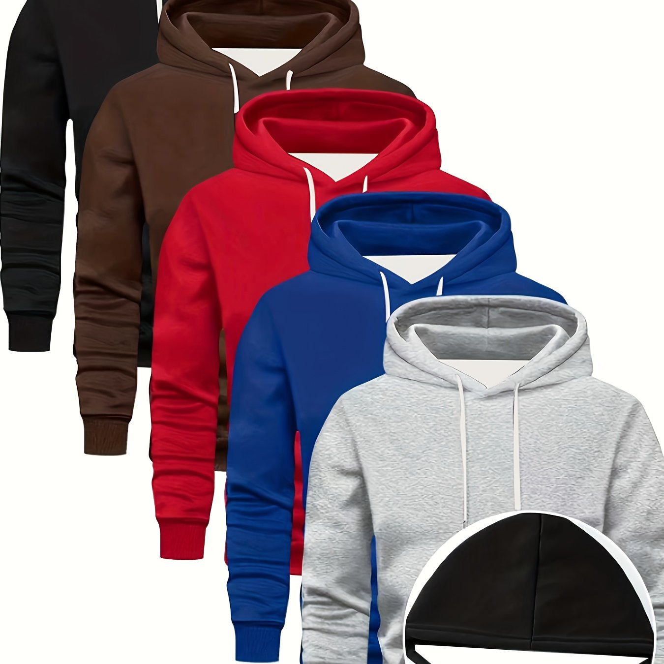 TEMU Set Of 5 Casual And Stylish Oversized Hoodies For Men, Perfect For Trendy Looks, Plus Size