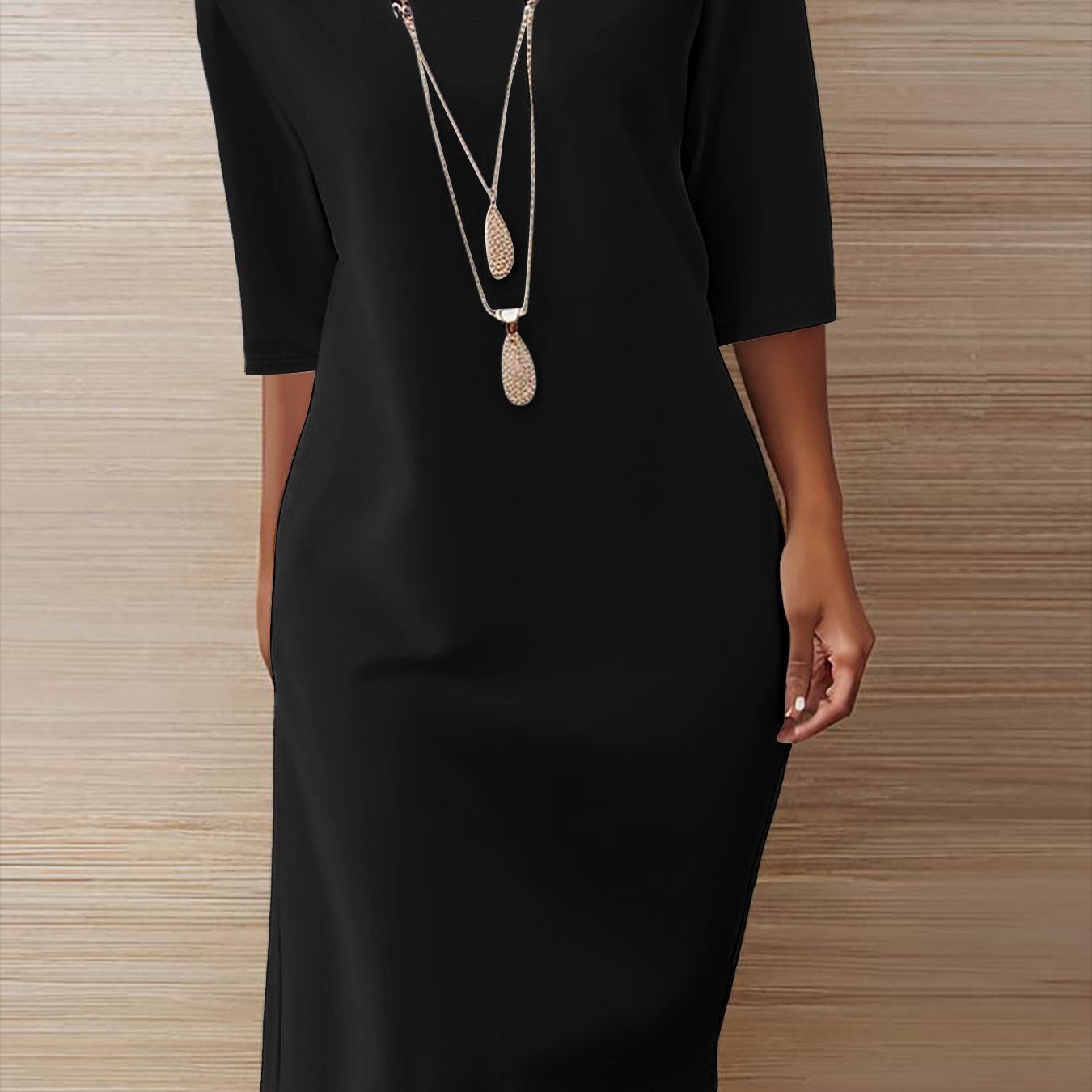 TEMU A-line Dress Short Sleeve Round Neck Loose Fit Dress - Machine Washable Solid Color Casual Wedding Guest Dress For Outfits, Versatile Day To