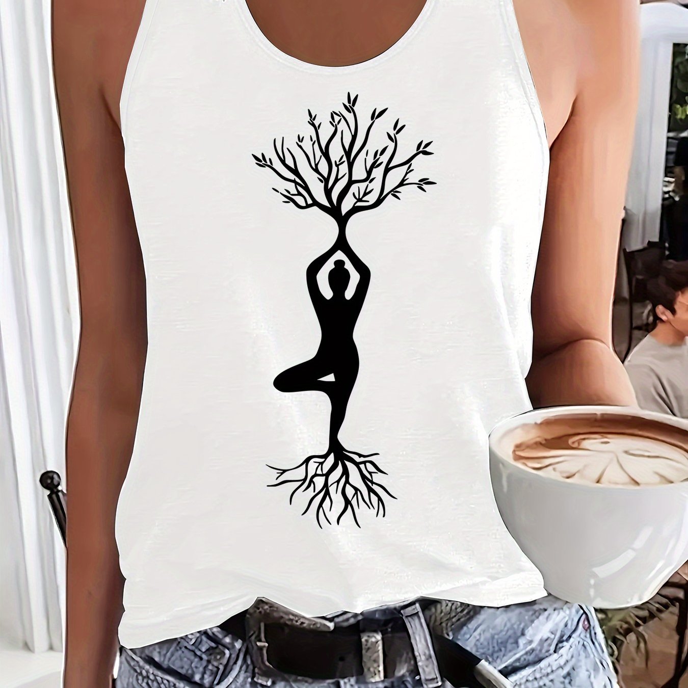 TEMU Graphic Print Tank Top, Sleeveless Casual Top For Summer & Spring, Women's Clothing