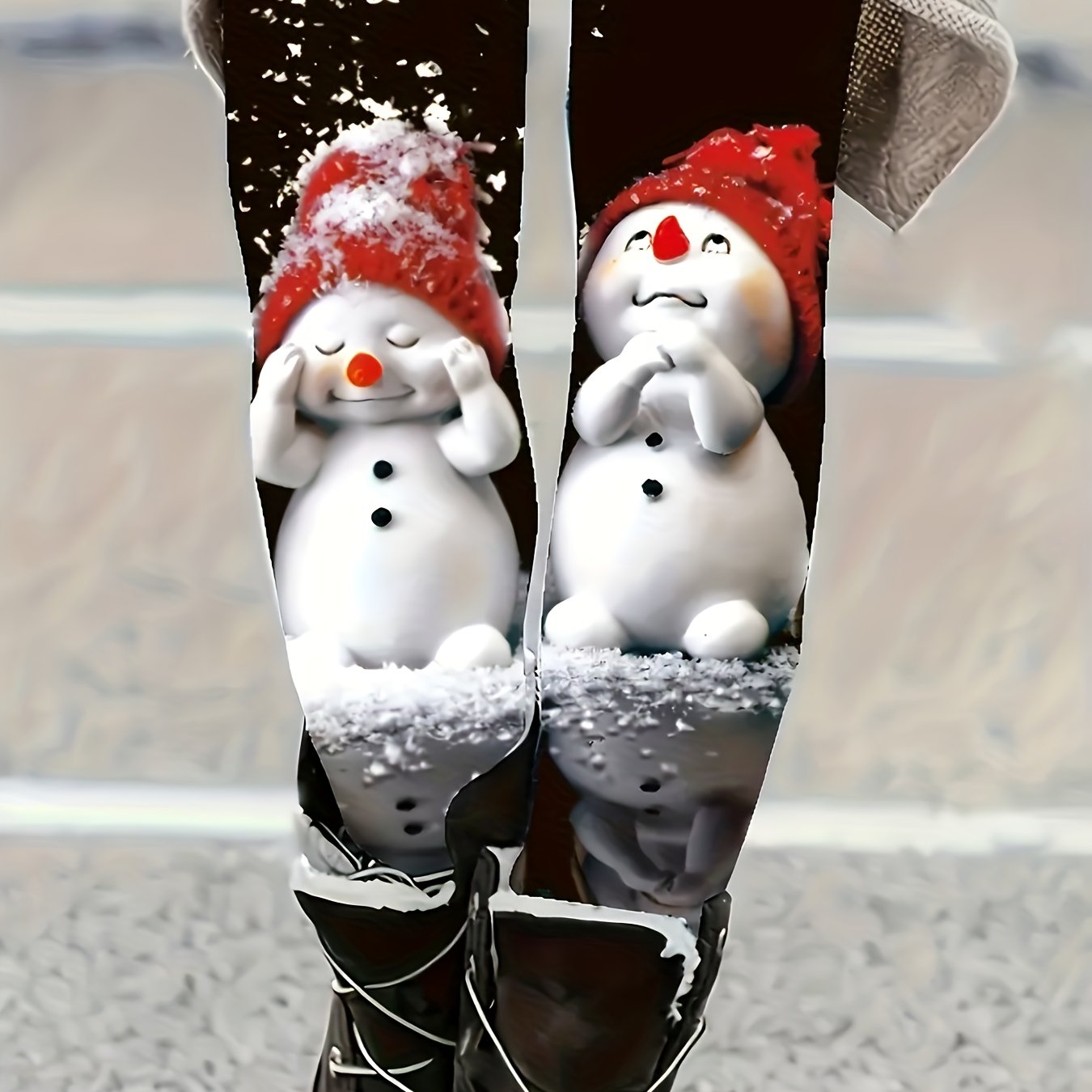 Christmas Snowman Doll Print Leggings For Girls, A Gift Suitable For