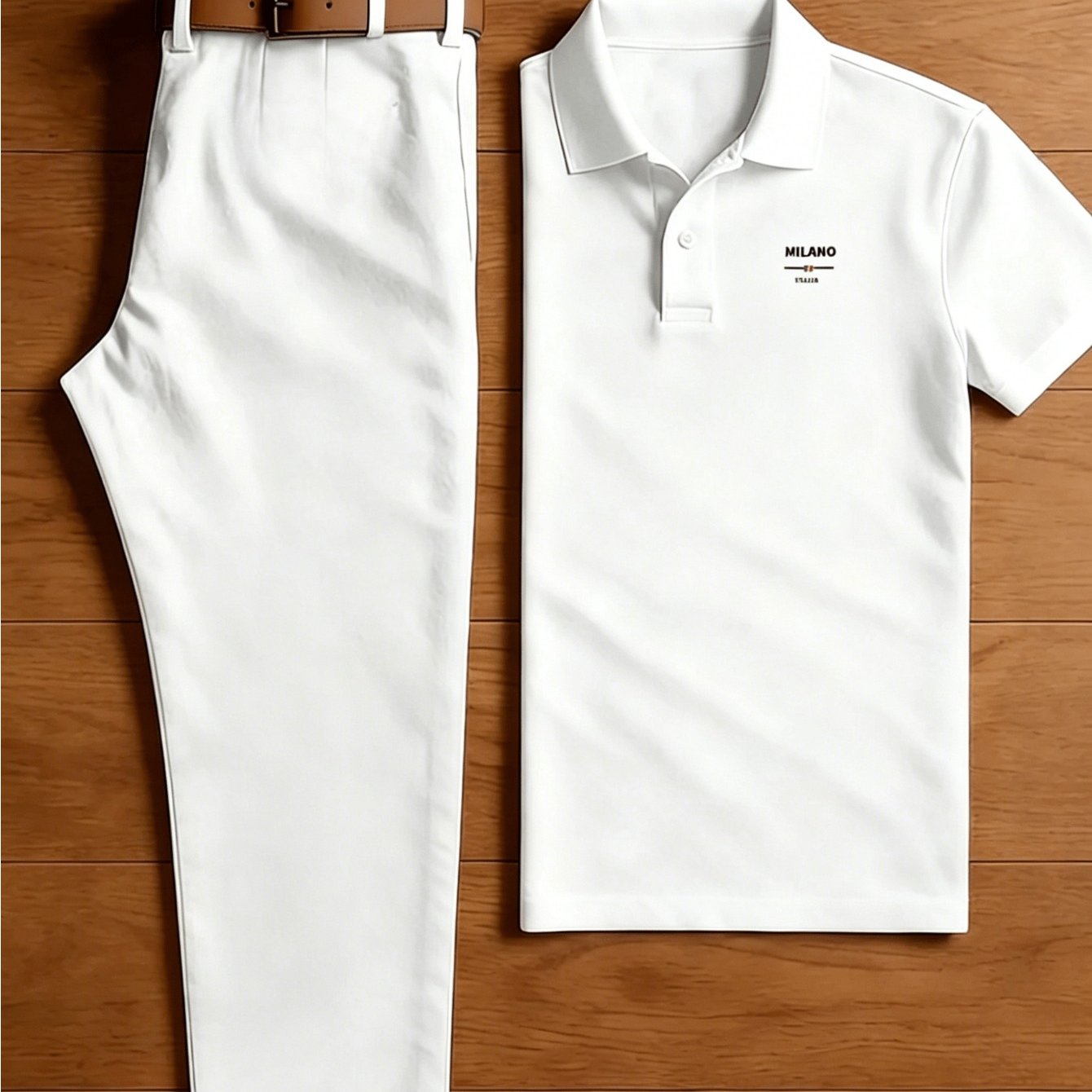 TEMU Men's 2pcs Casual Outfit Set, Chest Small Italy Short Sleeve Shirt   Solid Straight Leg Chino Pants, Summer Business Golf Daily Matching Suit