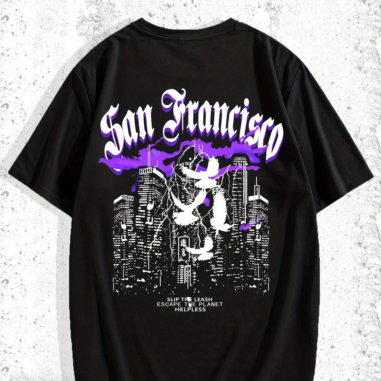 TEMU Men's Casual Graphic Tee - Soft Polyester, Crew Neck, Short Sleeve & Design, Breathable Summer Shirt