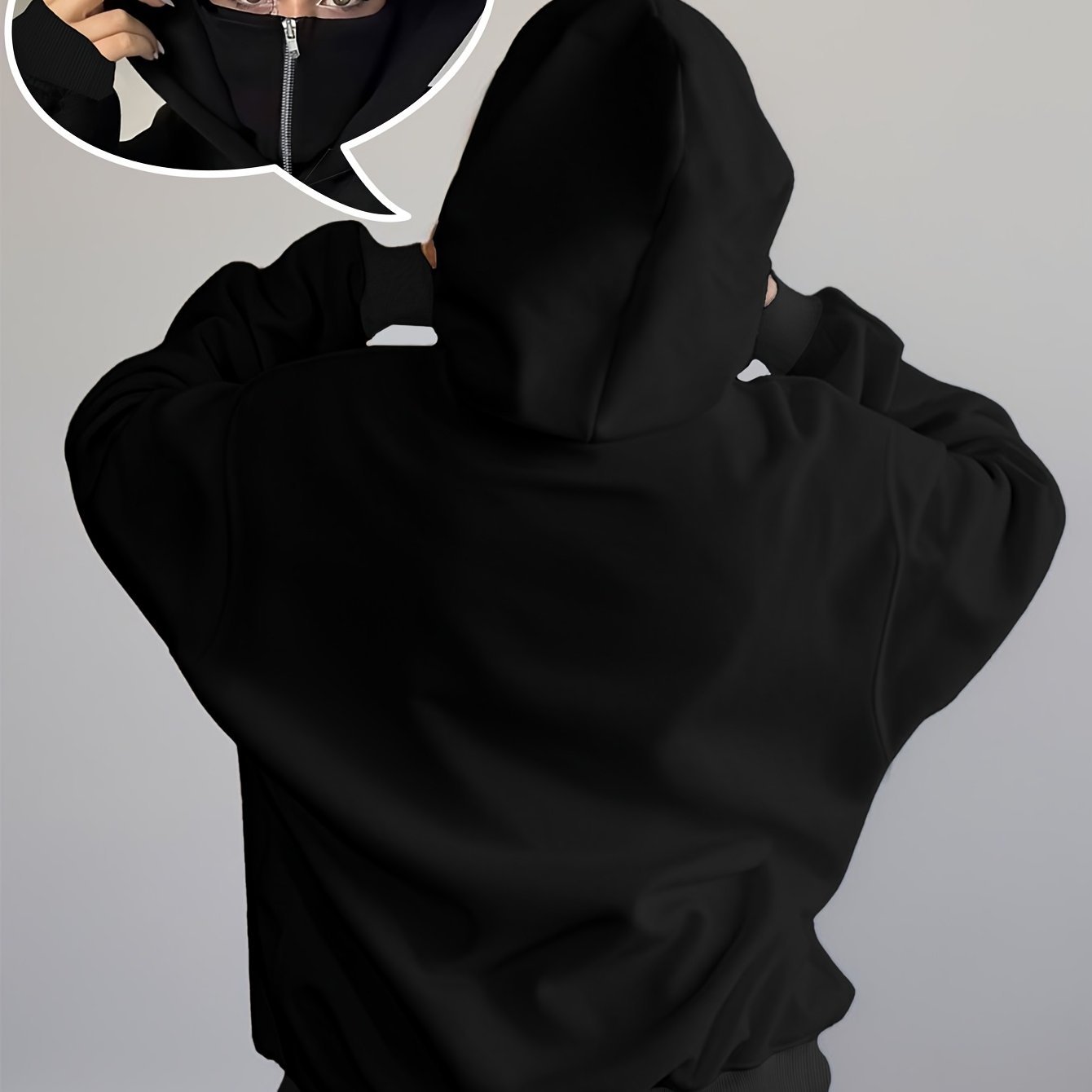 TEMU Women's Fashion Casual Trendy, Double Hooded Full-zip Sweatshirt Double Hooded Hoodie