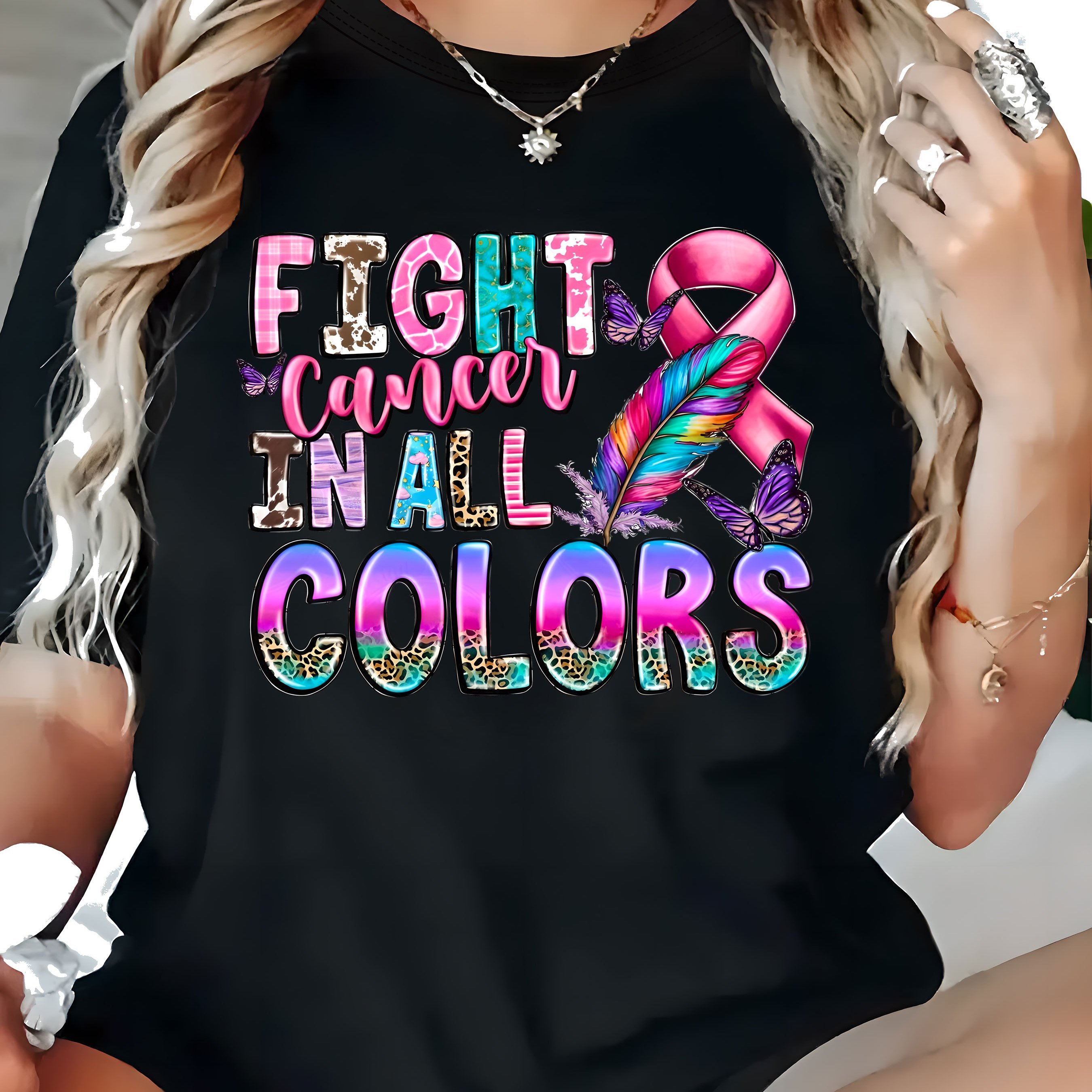 TEMU Fight In Graphic T-shirt - Casual Short Sleeve Crew Neck Top For Women, Polyester Knit Fabric, Geometric Pattern, Plus Size Pullover