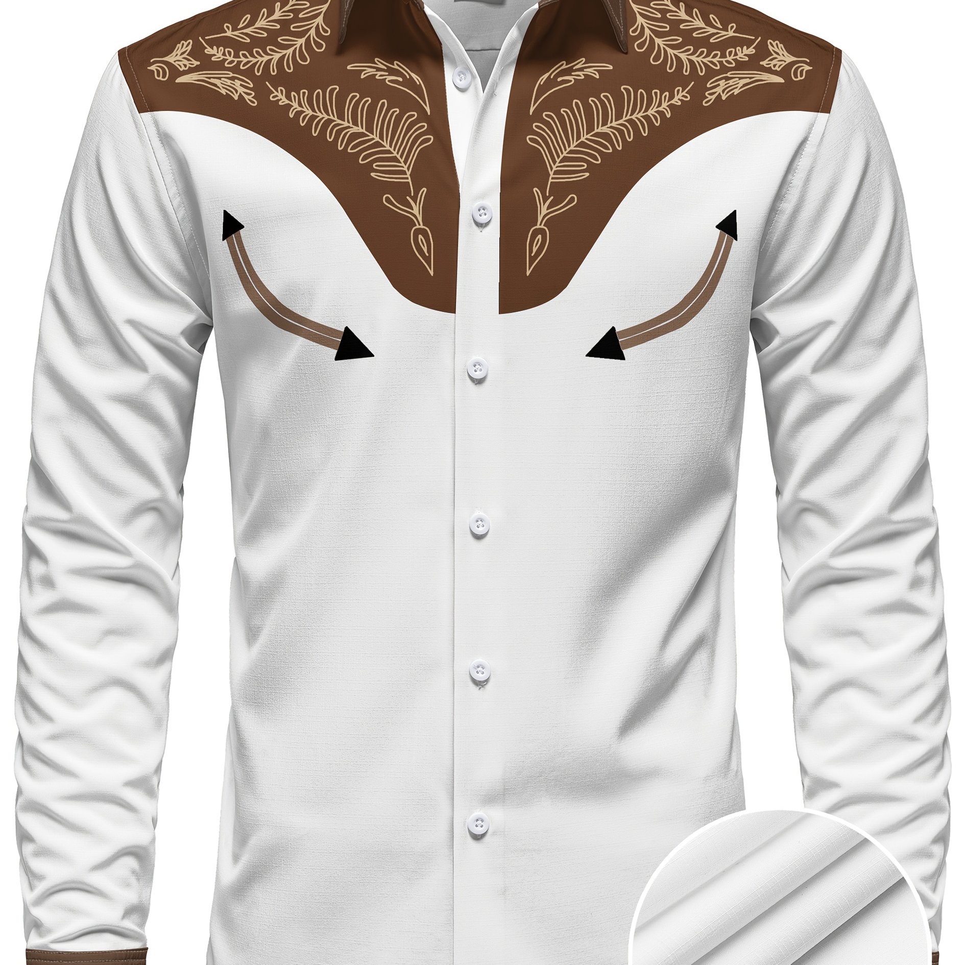 TEMU Chemise Western Cowboy à Manches Longues pour Homme, Éléments de Style Ethnique, Convient pour , les et les Rassemblements, Tissu Confortable,