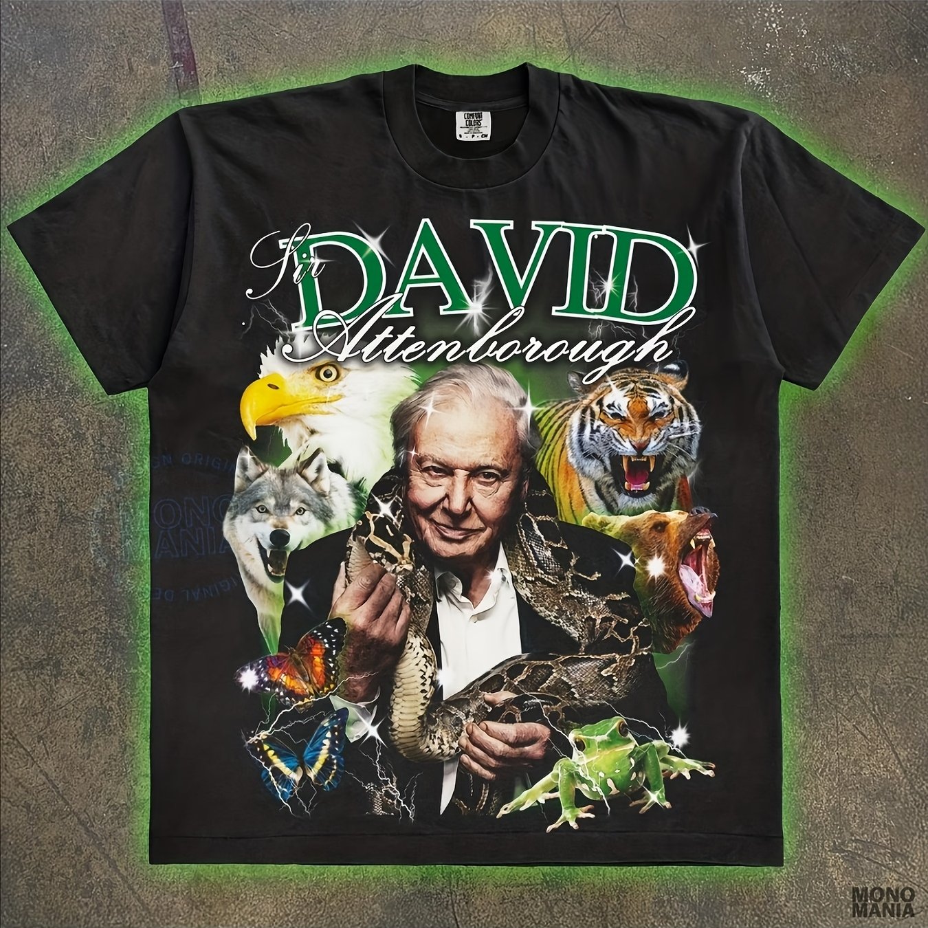 TEMU 2026 New 180g 's Short Sleeve Trendy Fashion Versatile Men's D Attenborough Vintage 90s Style T-shirt Streetwear Summer Outdoor Daily Wear