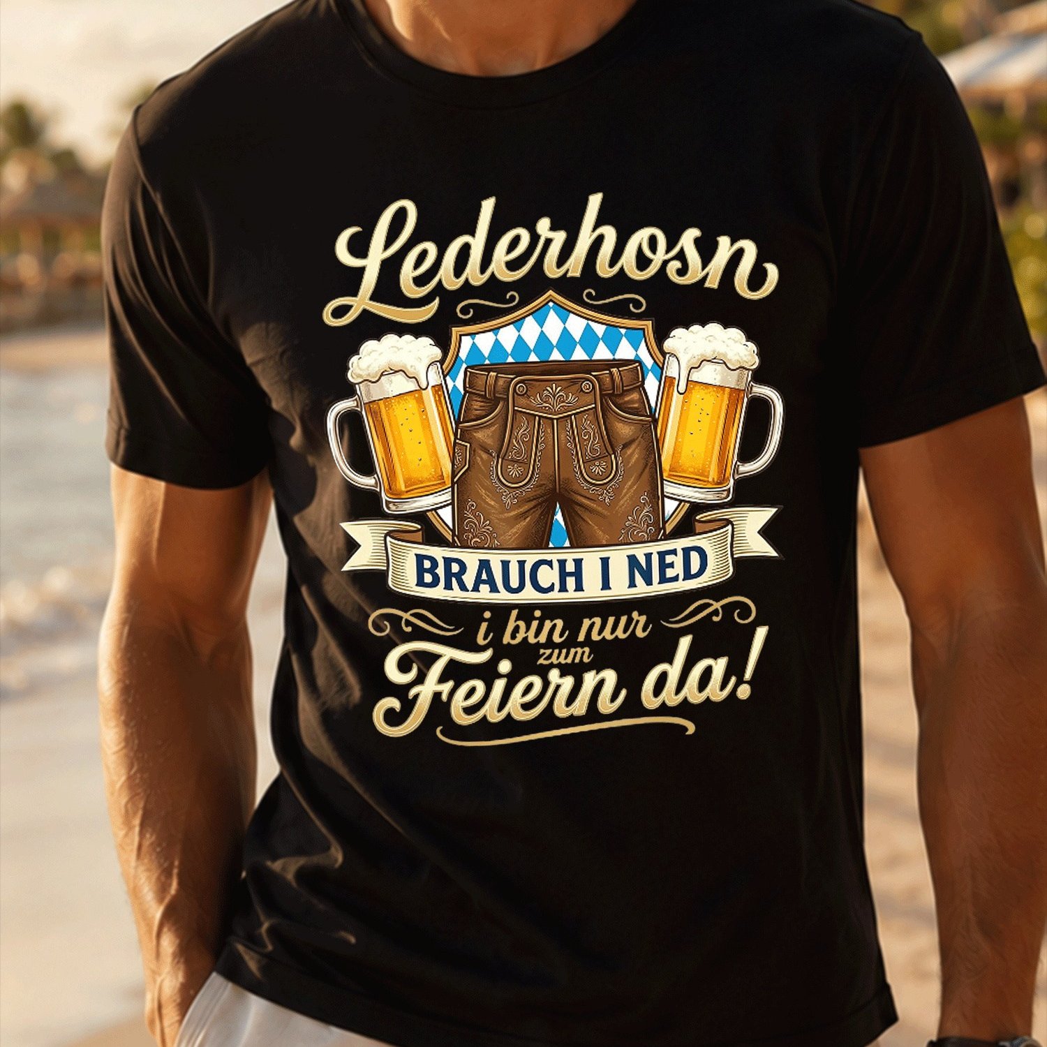 Men's Costume Shirt Suitable For Oktoberfest T-shirt For Men Summer Casual T-shirt- Lightweight Tee For Seaside Vacation, Beach Resort