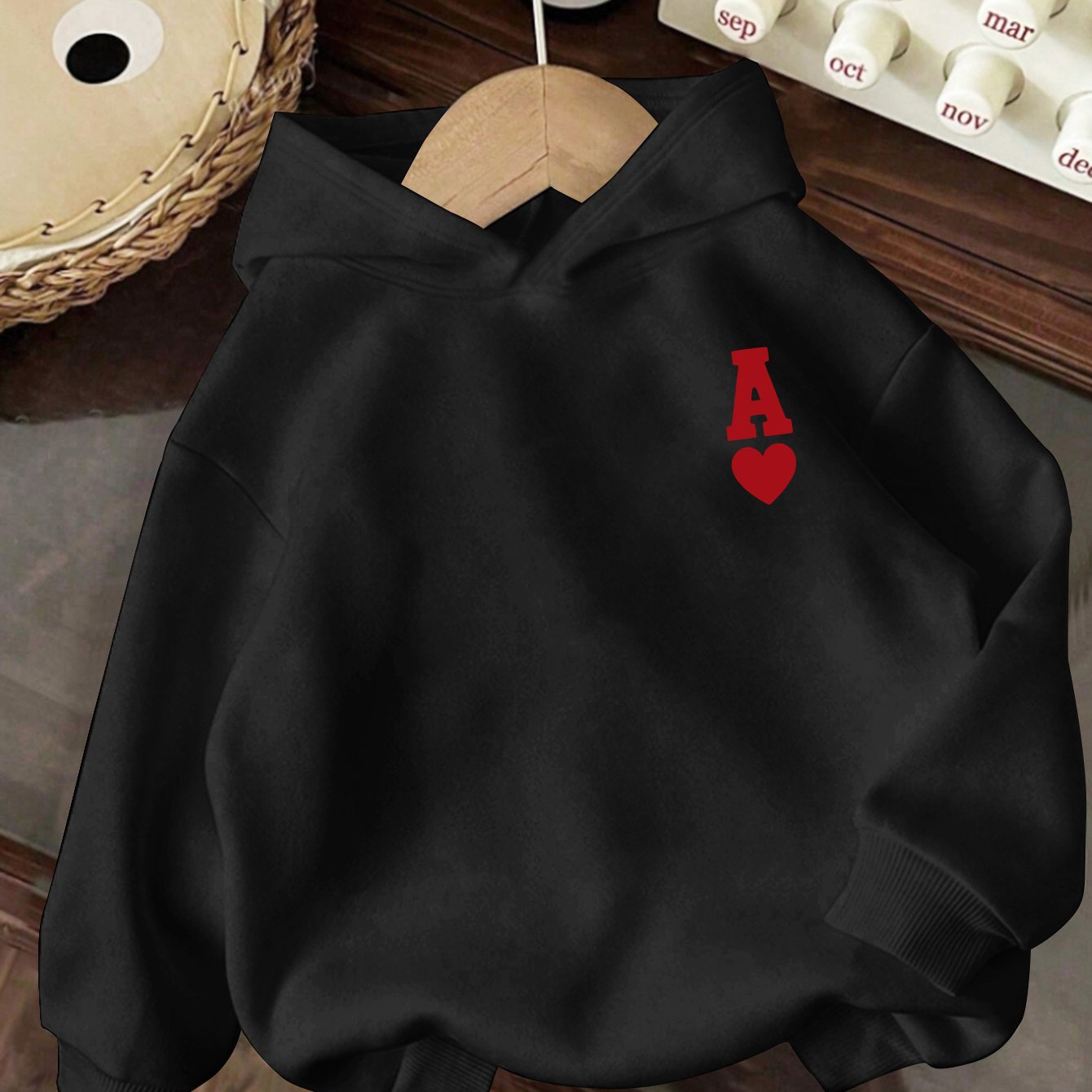 TEMU Y2k Casual Hoodie, American Minimalist Hoodie With Red "a" And Small Print On The Front, Sweet And Cool Girly Casual Top, Suitable For Teen