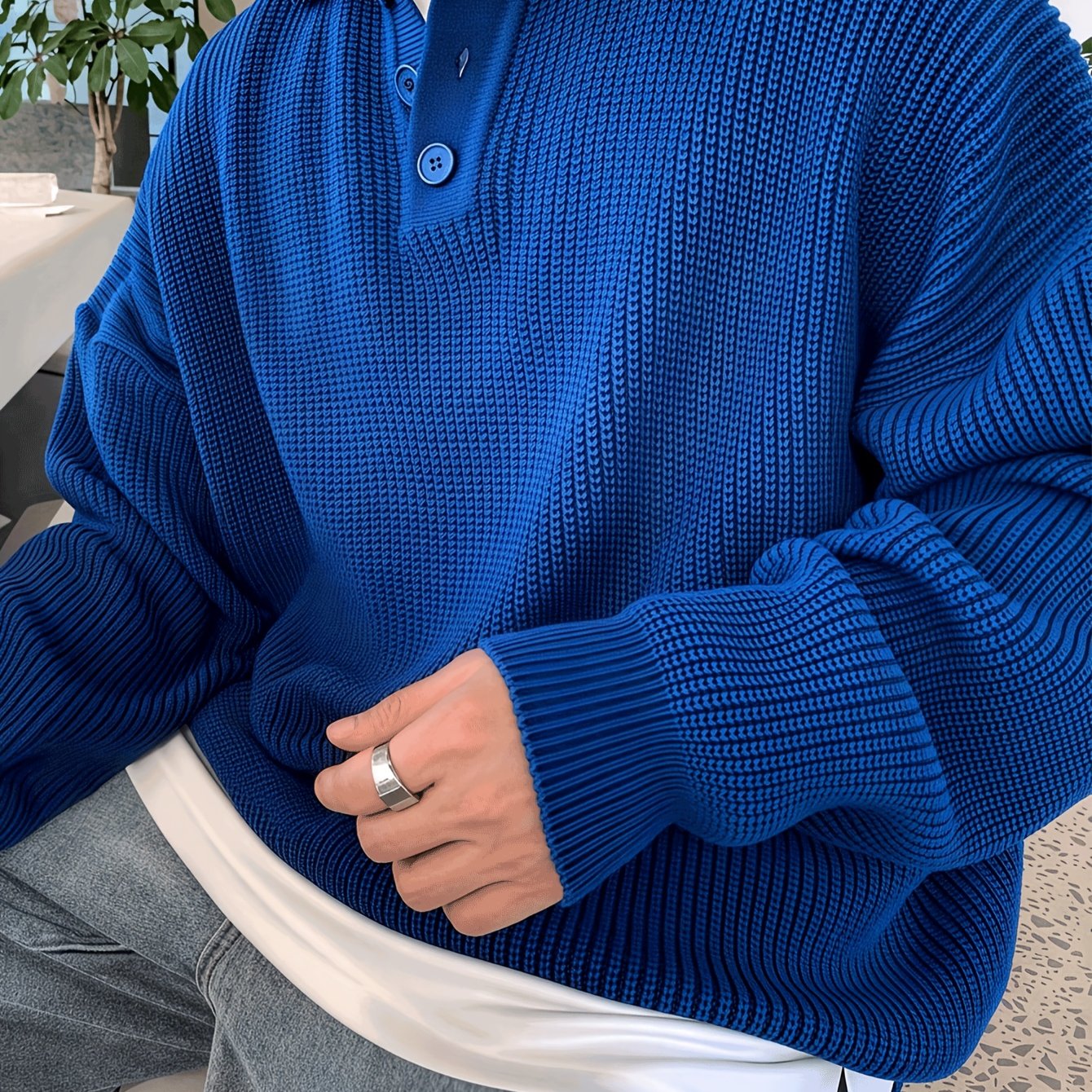 TEMU a polo da in maglia lenta stile inverno, taglie forti, top casual oversize, caldo, , polo, maniche lunghe