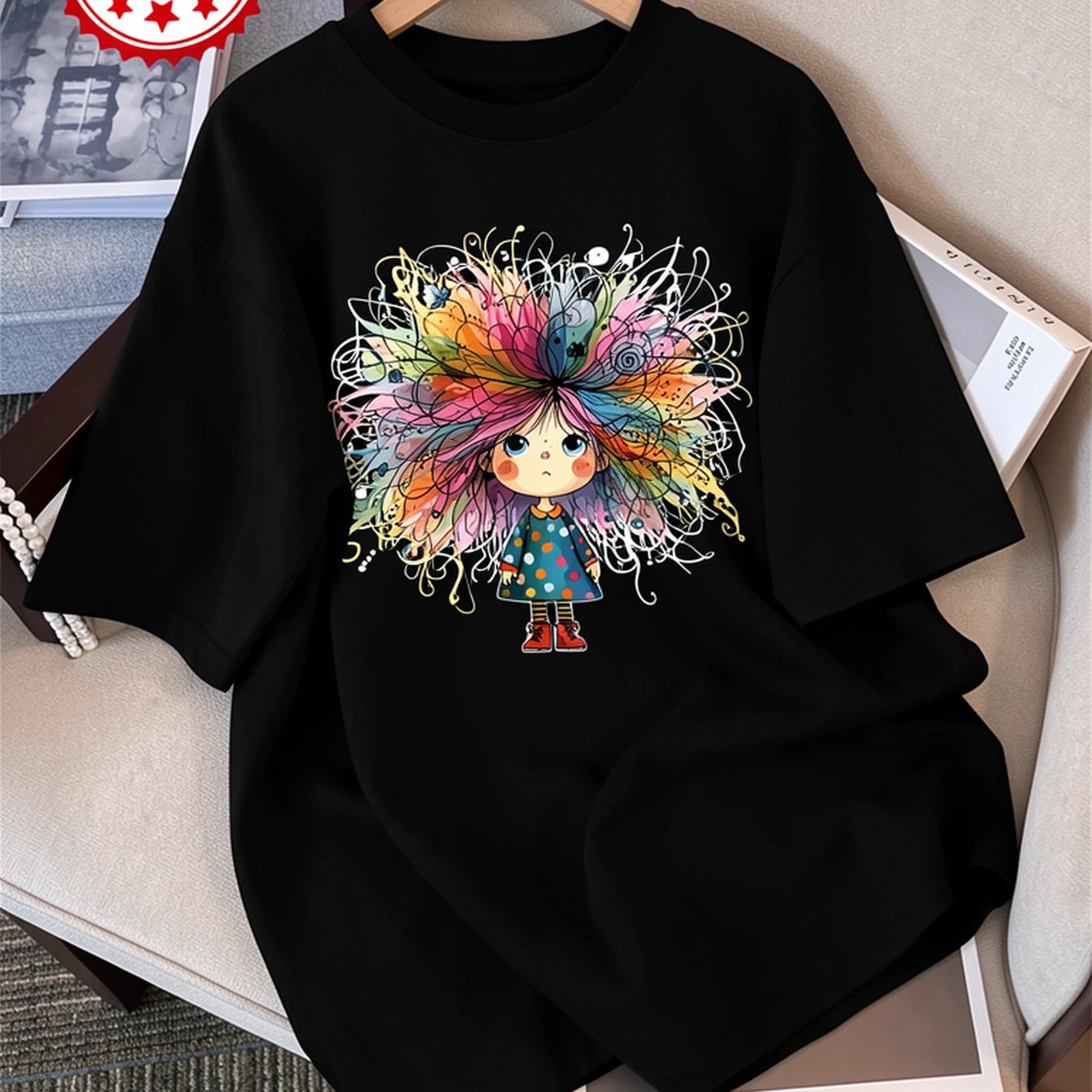 Image of Graphic Print T-shirt, Short Sleeve Crew Neck Casual Top For Summer And Spring, Women's Clothing