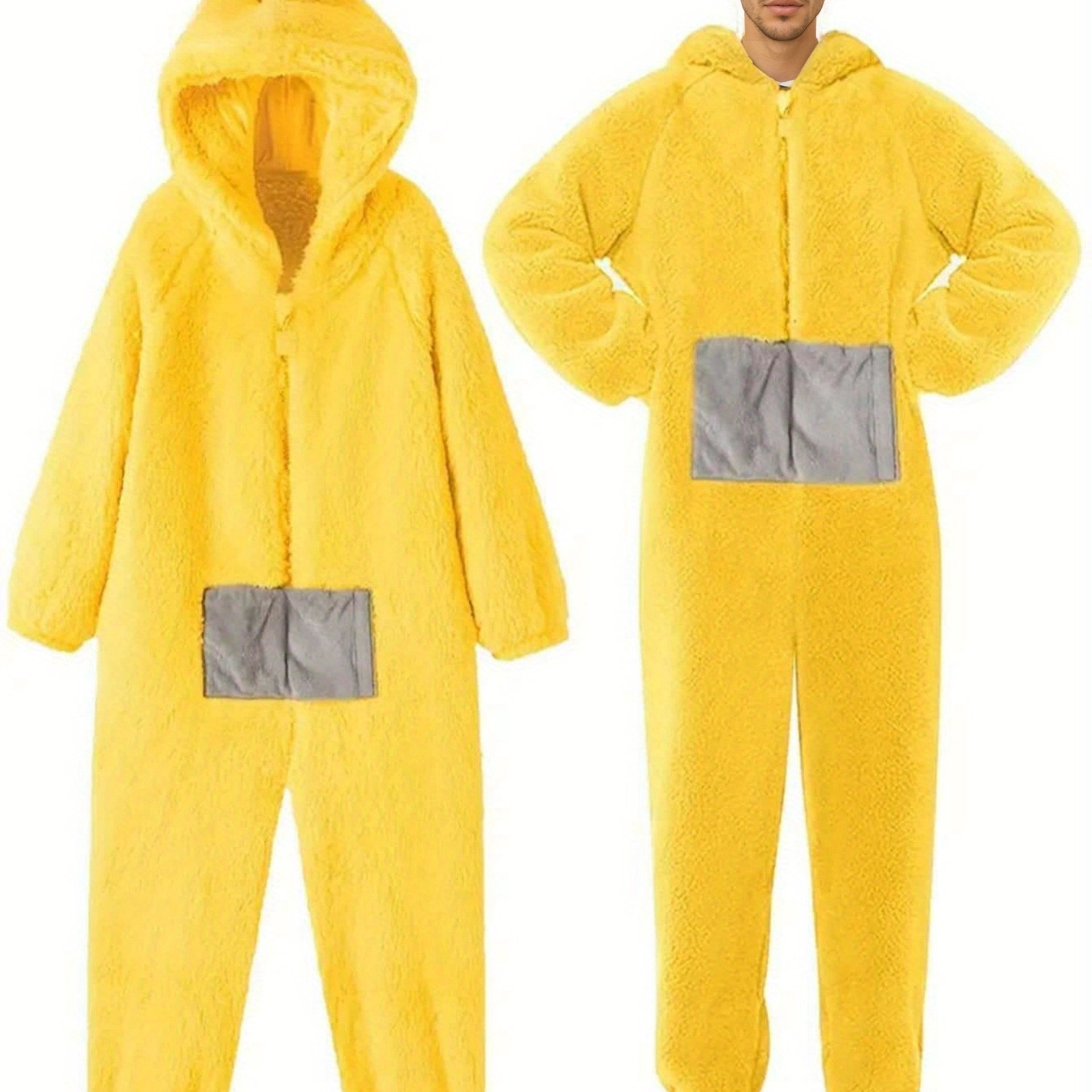 TEMU Costume Jumpsuit Hooded Flannel Adult Pajamas, Winter Wearable Blanket, Wearable Bathrobe Towel, , Halloween Christmas Costume Gift
