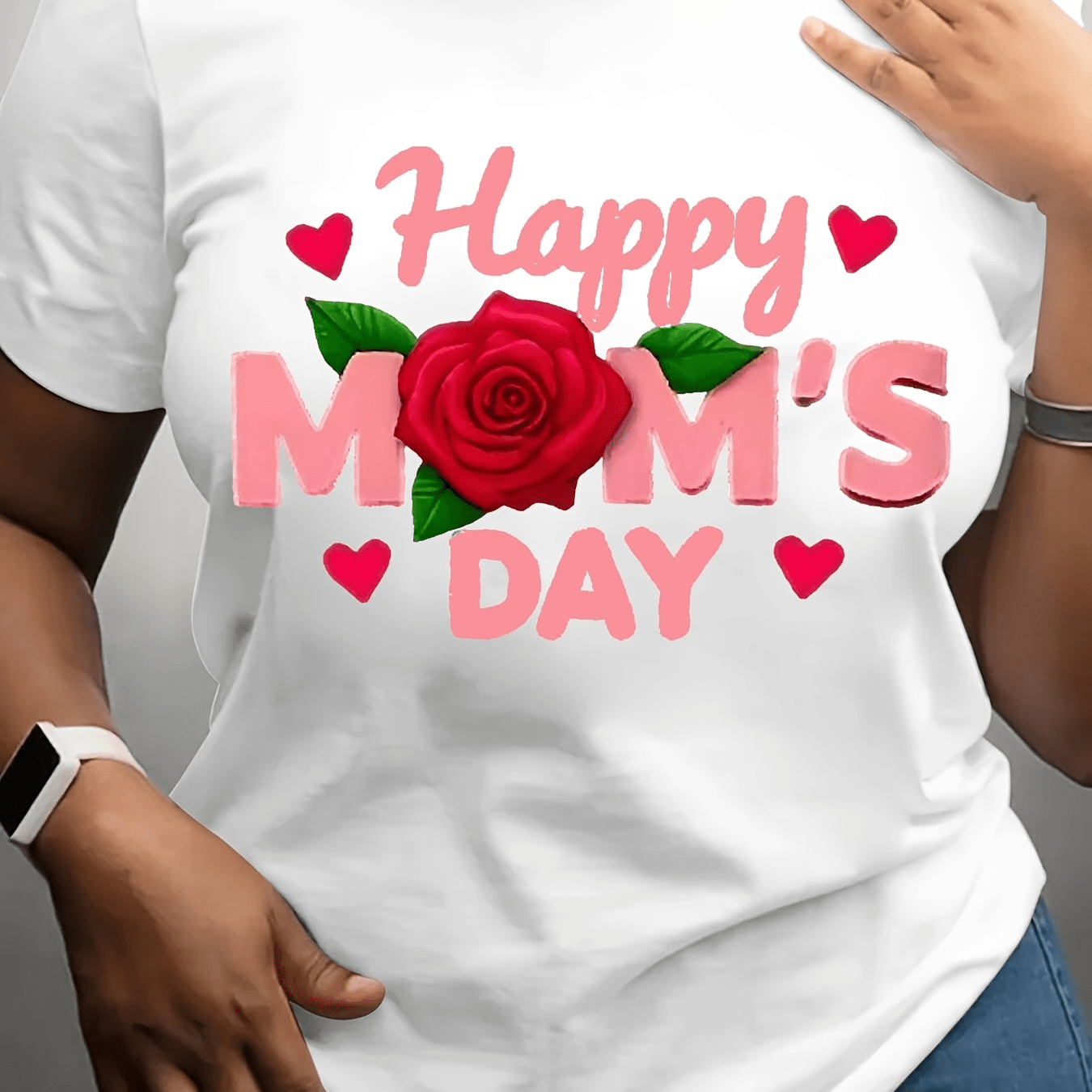 TEMU Women's Funny "wo" Chinese T-shirt - Loose Fit Round Neck Short Sleeve Tee Suitable For Daily Wear, Machine Washable, All- Comfortable Blouse