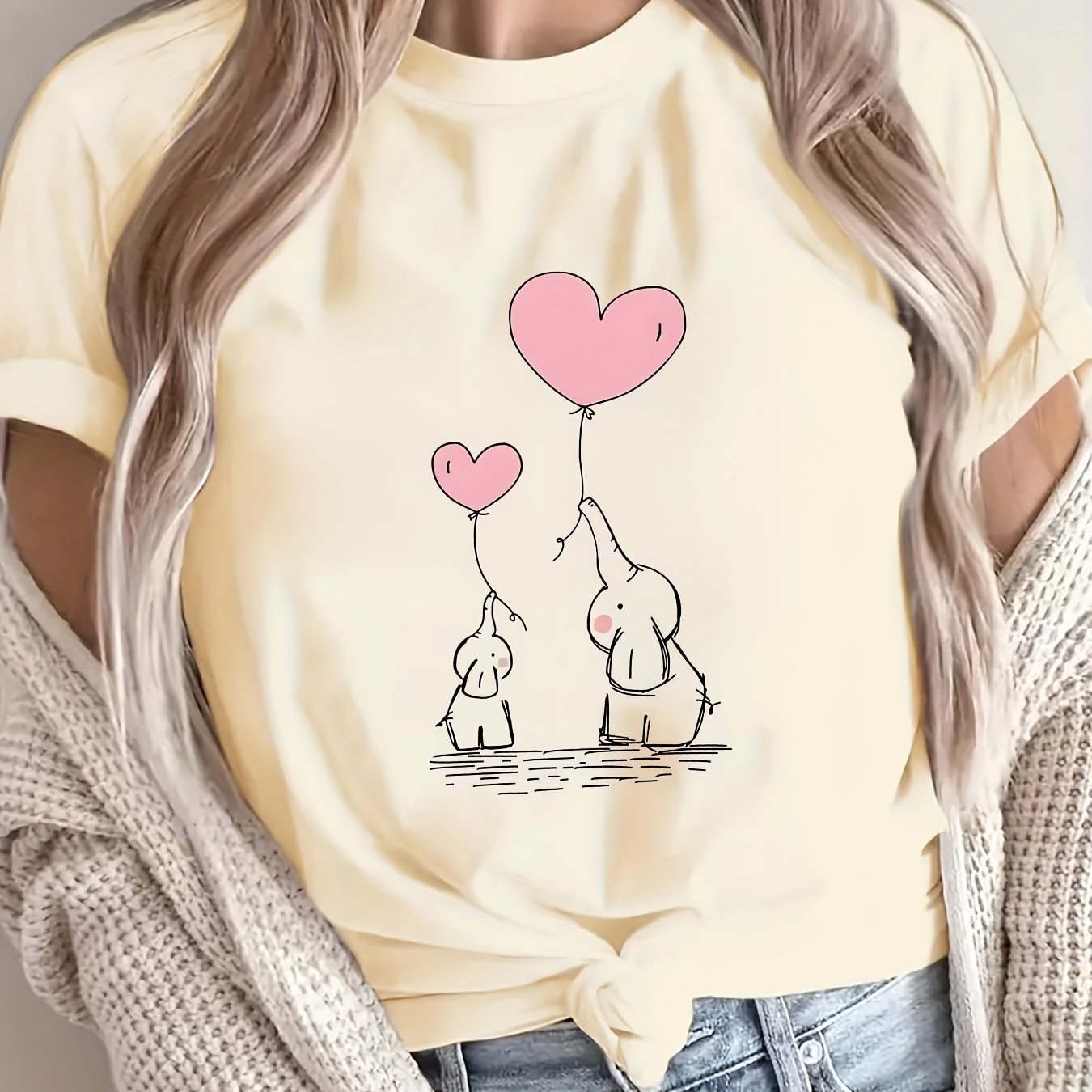 TEMU Plus Size, Plus Size Graphic Print T-shirt, Short Sleeve Crew Neck Casual Top For Summer & Spring, Women's Plus Size Clothing