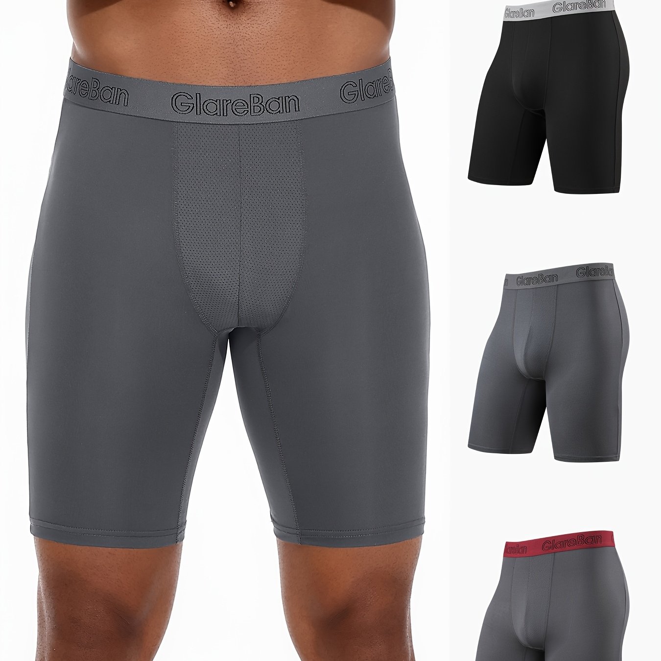 TEMU 3pcs Set Long Leg Boxer Men Sports Quick-dry New Underwear Male Brand And Underpants For Luxury Shorts Box Soft