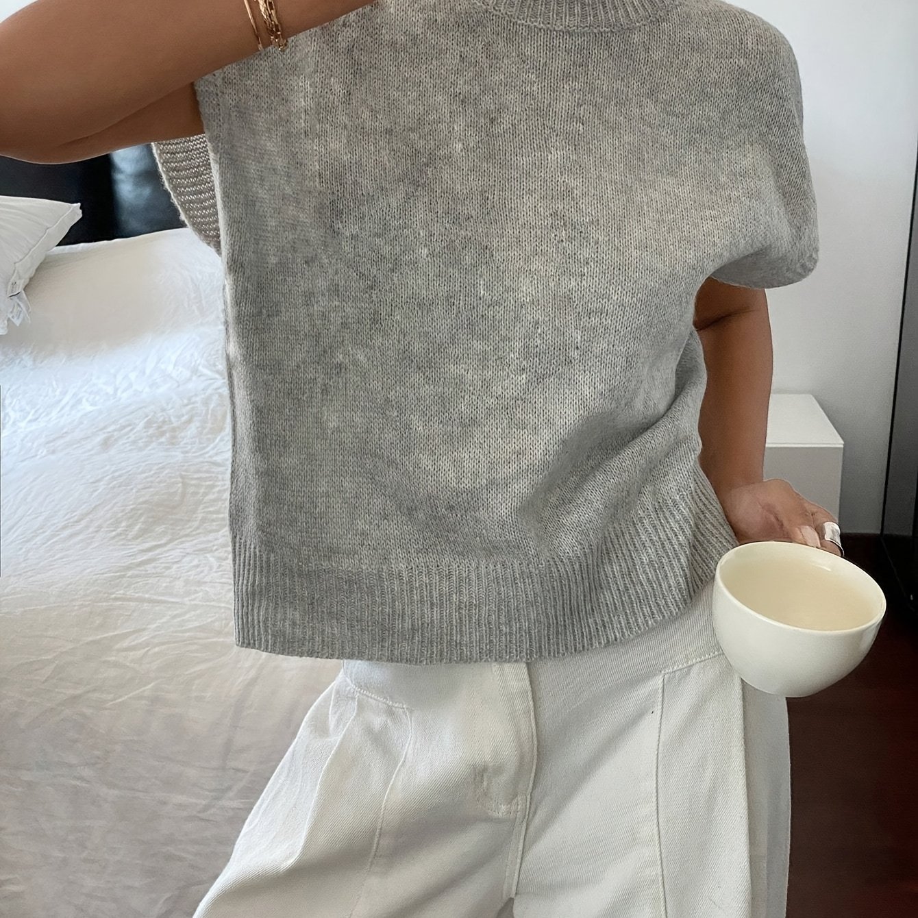 TEMU Women's Casual Elegant Short-sleeve Sweater, Suitable For . Autumn Women's Clothing