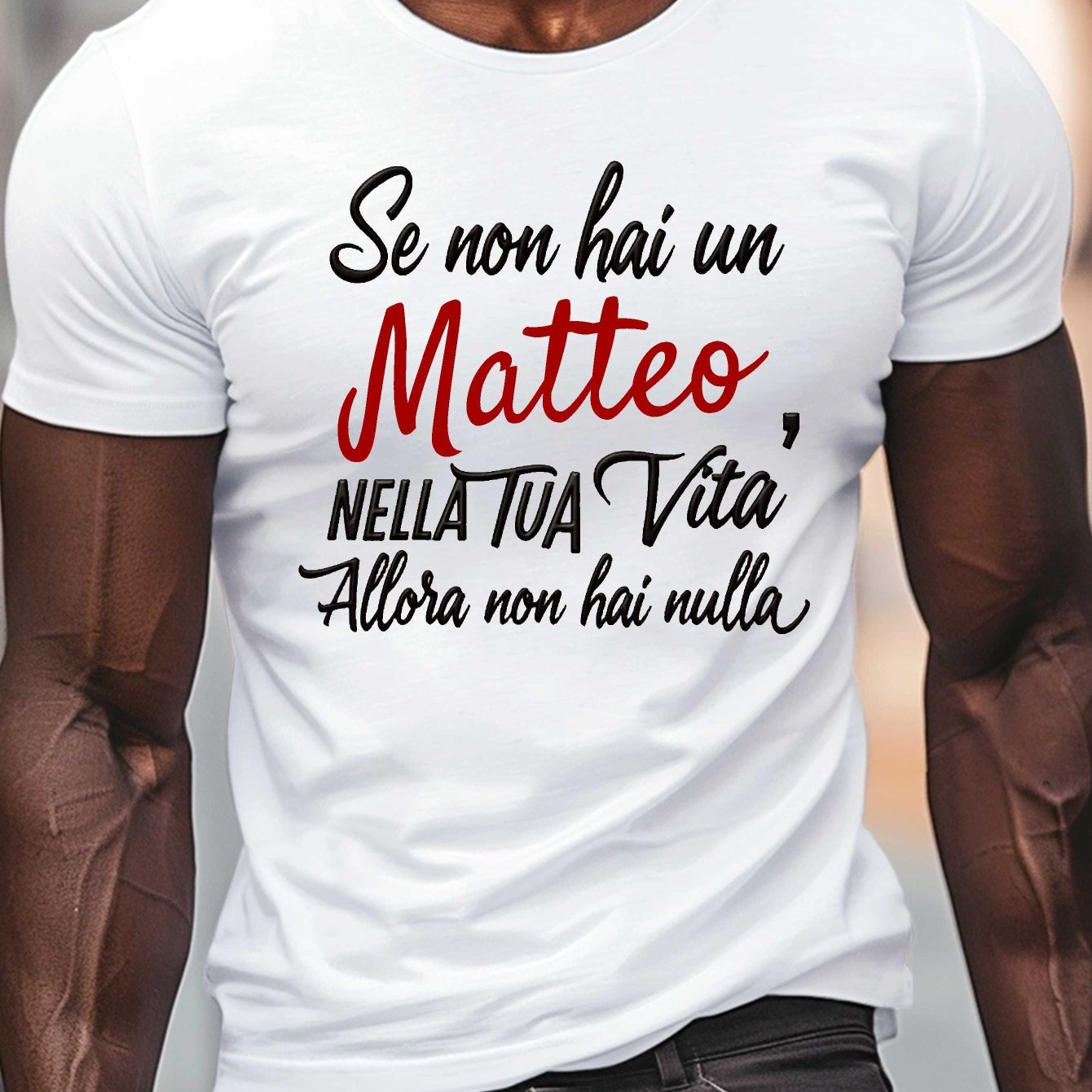TEMU Matteo Name Minimalist Art Print, Men's Round Crew Neck Short Sleeve Tee, Casual T-shirtcasual Comfy Lightweight Top For Summer