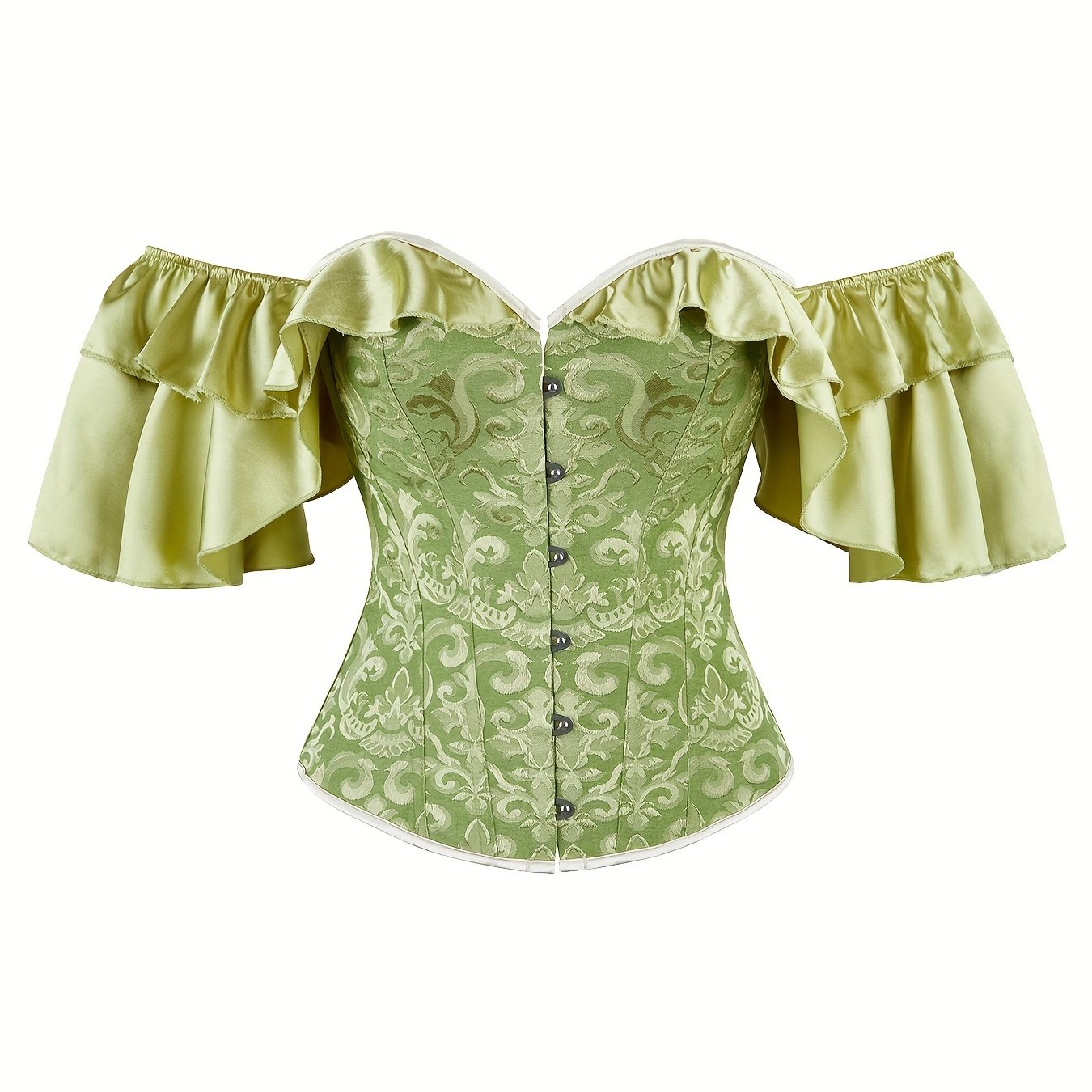 TEMU 1pc Women's Elegant Jacquard Fishbone Corset Top - Strapless Ruched Waist Cincher With Adjustable Back Straps & Reinforced Steel , High-strength