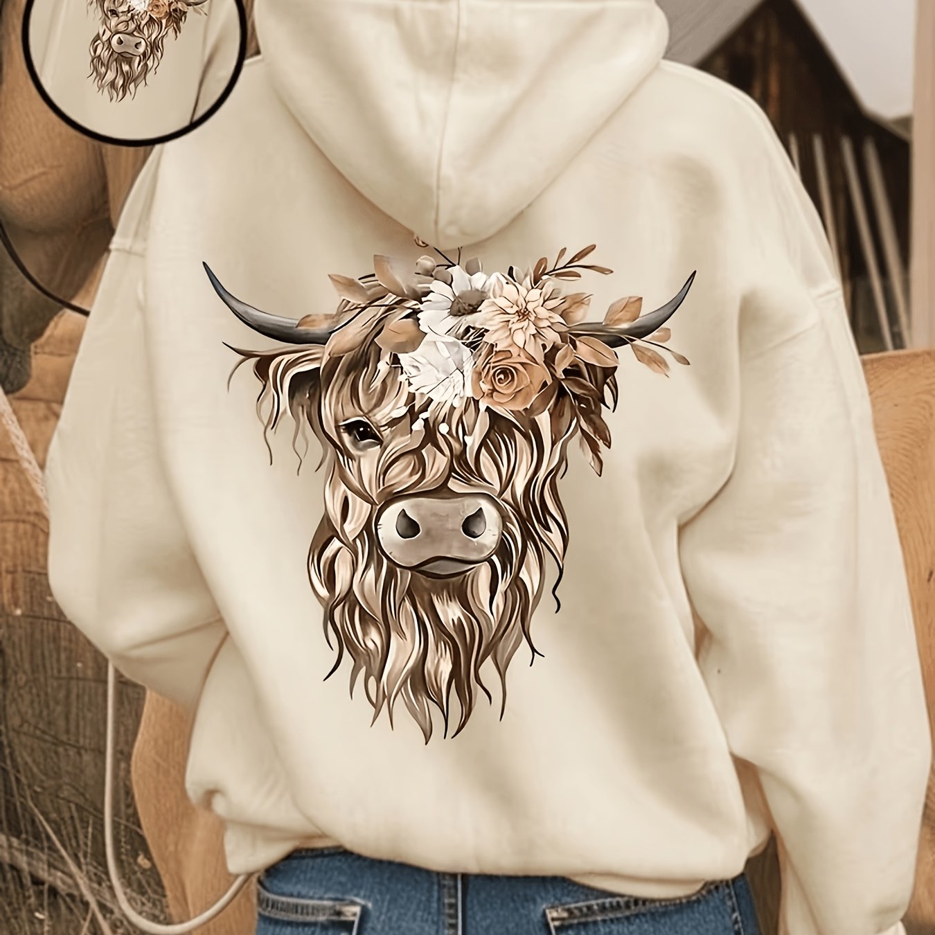 TEMU Women's Top Animal Head Pattern Women's Fashion Hoodie