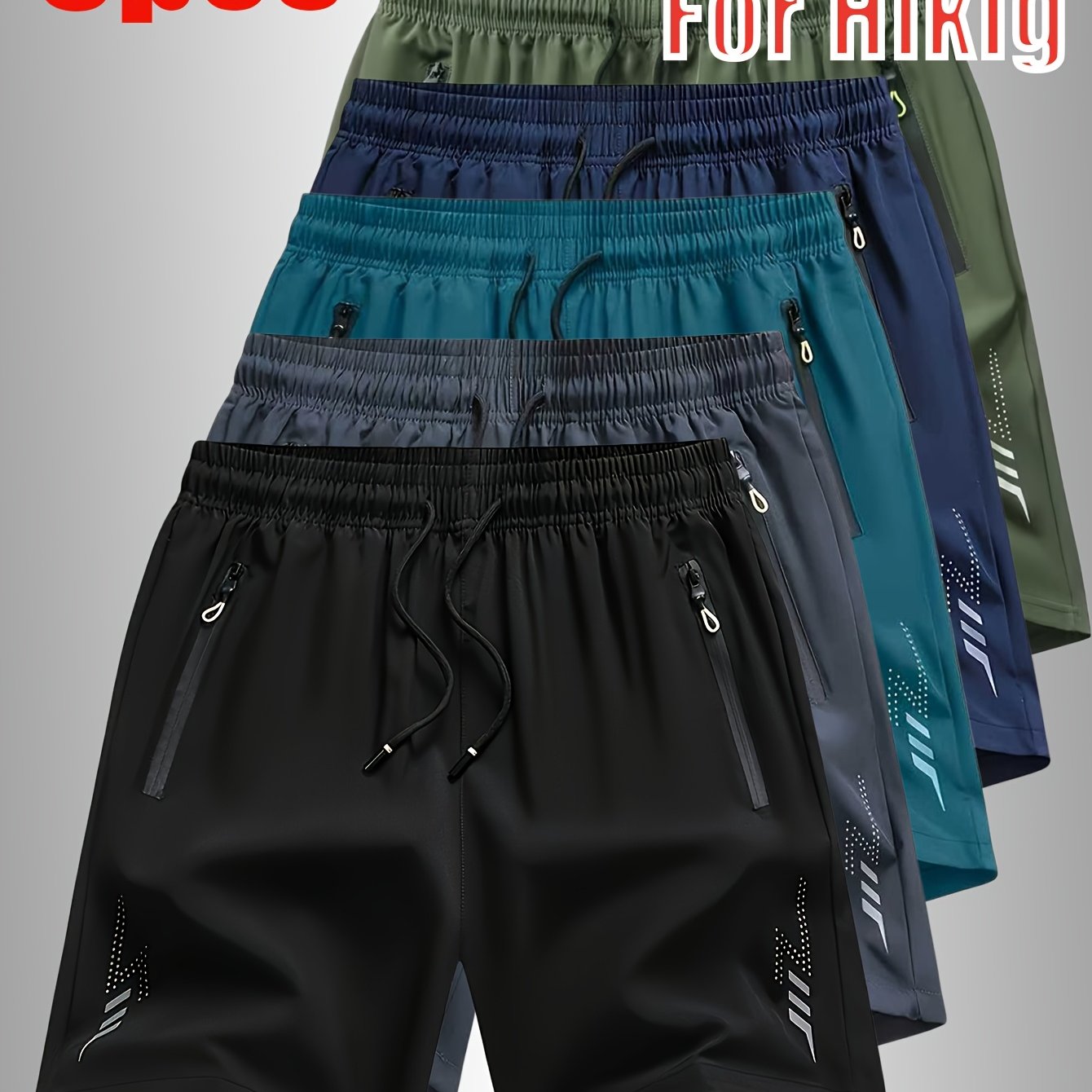 TEMU 5pcs. New Seasonal Items, Trendy Pieces, Fashionable Casual Sports Shorts, With Double Side Zipper Pockets, Made From Comfortable Fabric,