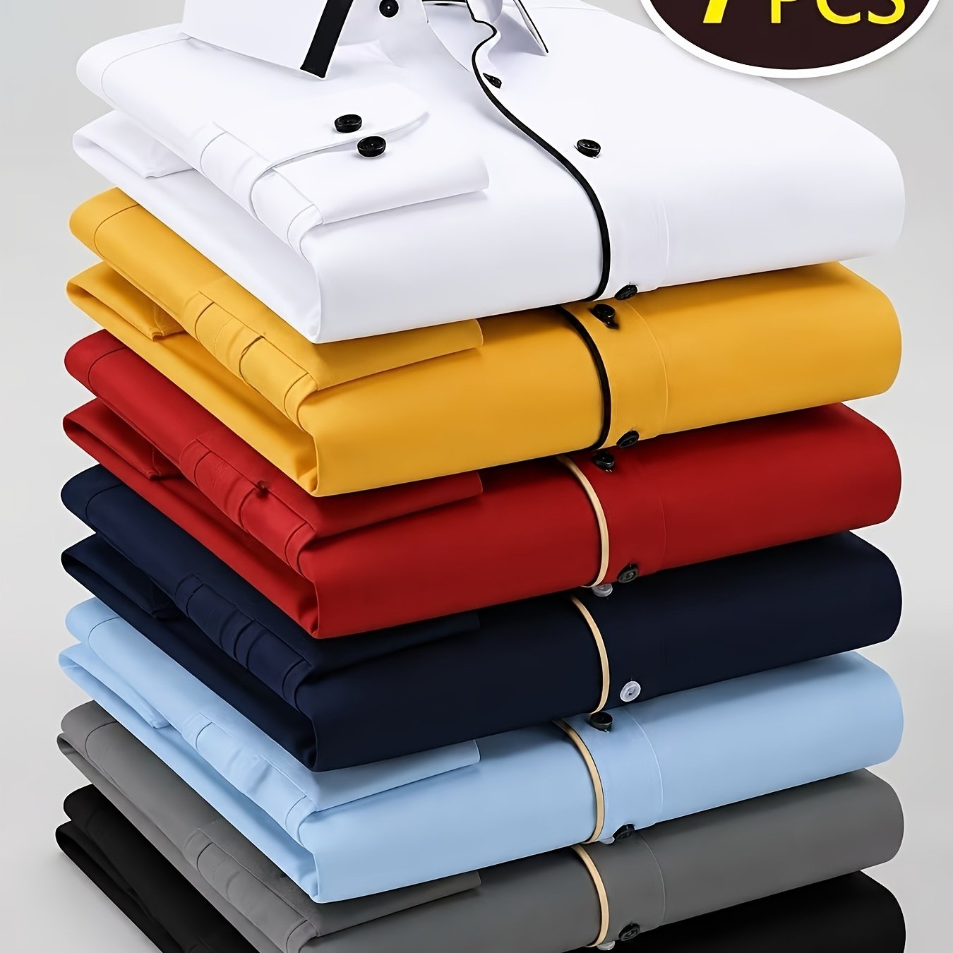 TEMU Old Money Outfits Men's Multi- Elegant Formal Solid Color Shirts, Contrast Collar, Comfortable And Breathable, Matching, Essential For And