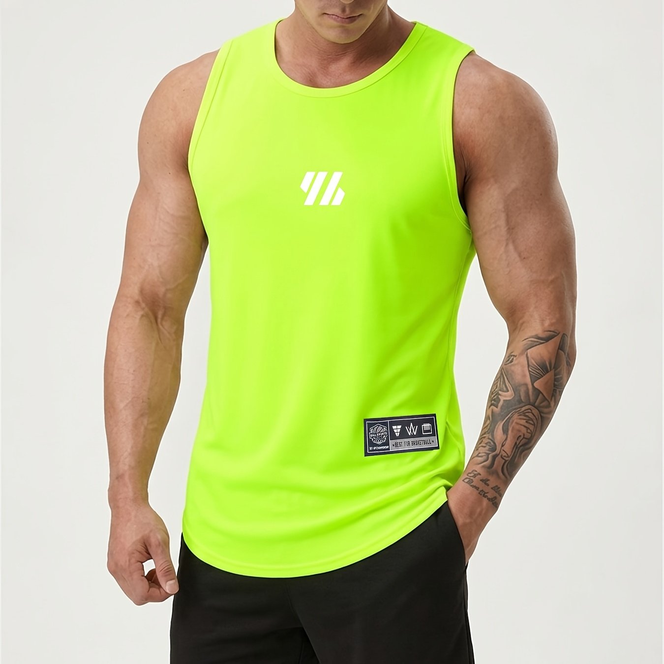 TEMU Chaleco deportivo de secado rápido para hombre, , transpirable, que absorbe la humedad y adecuado para correr, hacer ejercicio y uso casual.