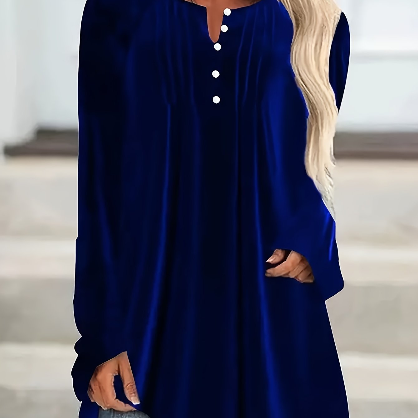 TEMU Plus Size, Womens Velvet Fall Winter Shirt V-neck Button Detail, Draped Front, Easy Pair With Jeans/skirts, Asymmetrical Hem For Office/casual,