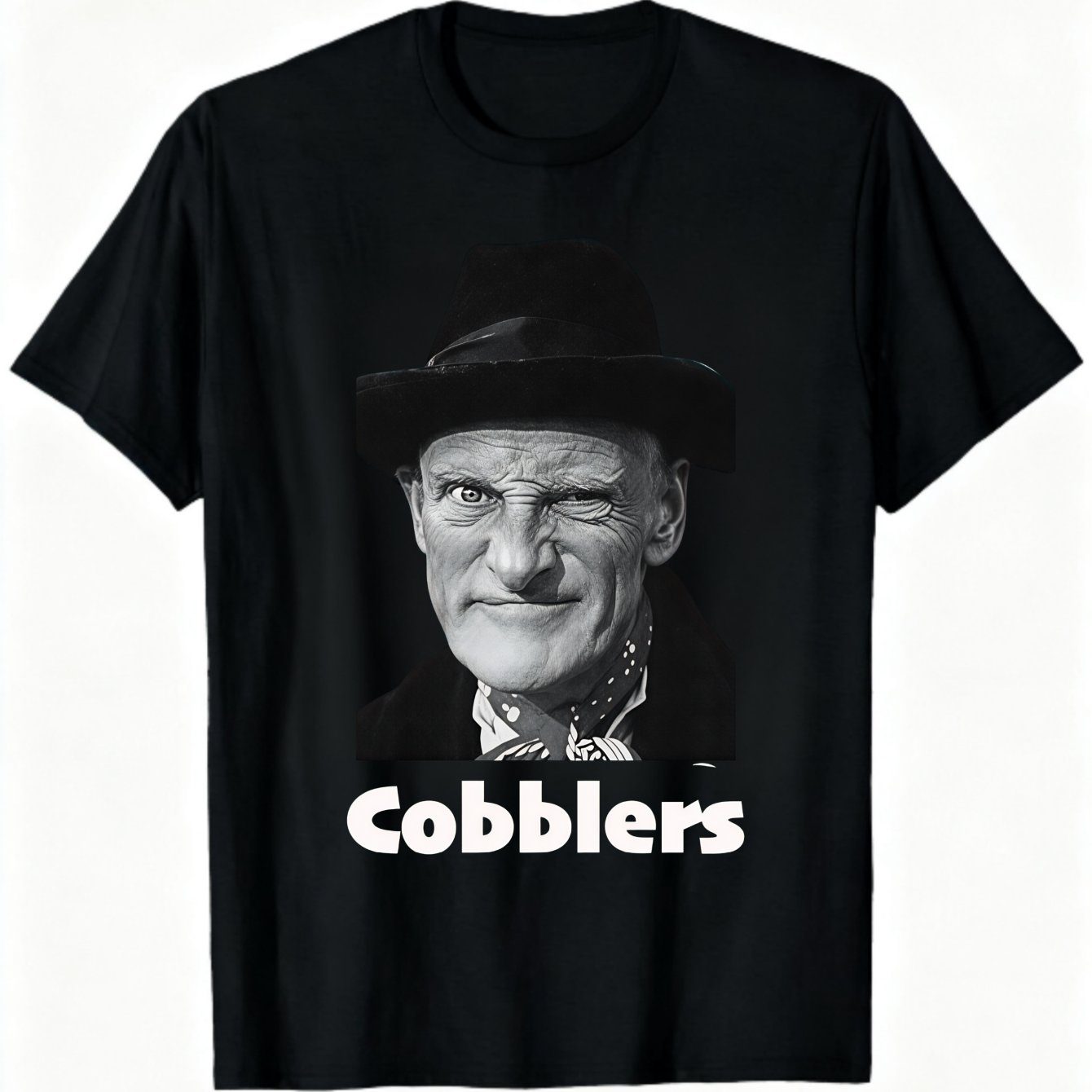 TEMU Cobblers Text And For Man Portrait T-shirt, Vintage British Comedy Meme Theme T-shirt, Casual Summer Streetwear T-shirt, Daily Wear And Party