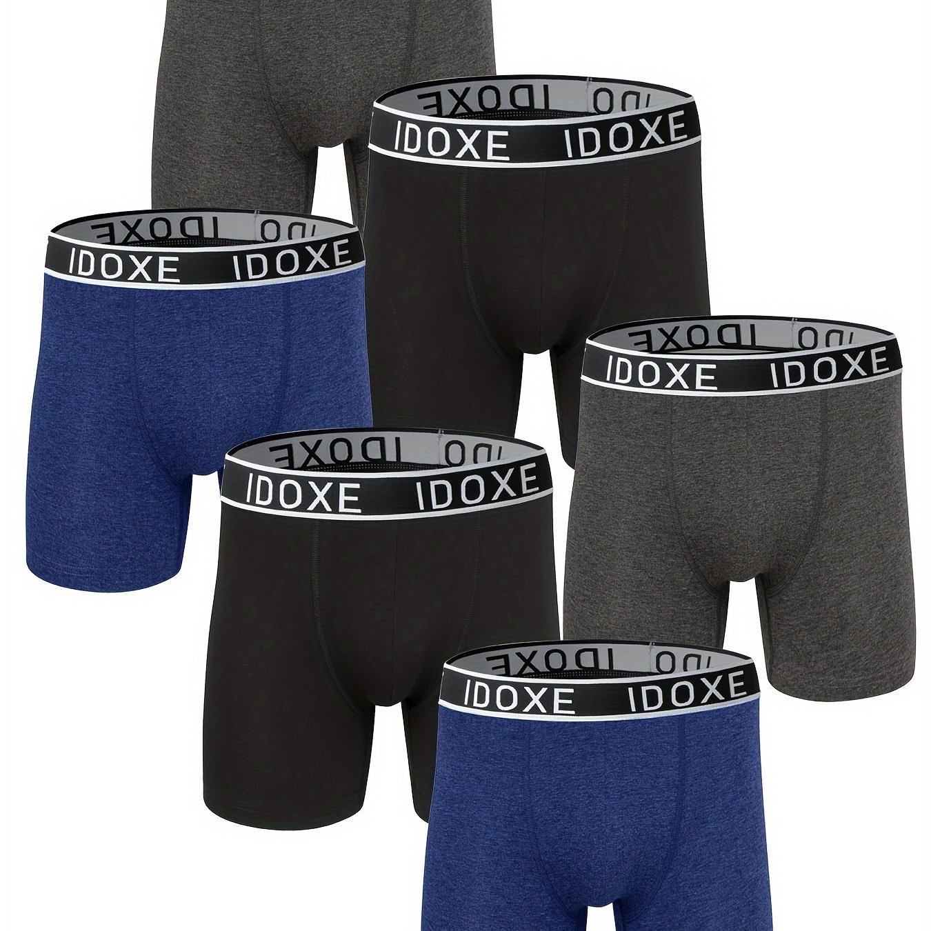 Image of 6pcs Mixed Color Pack, New Hot "plus Size" Men's Stretch Long Boxing Shorts, Casual Sports Underwear, Male Intimates, Plus Size