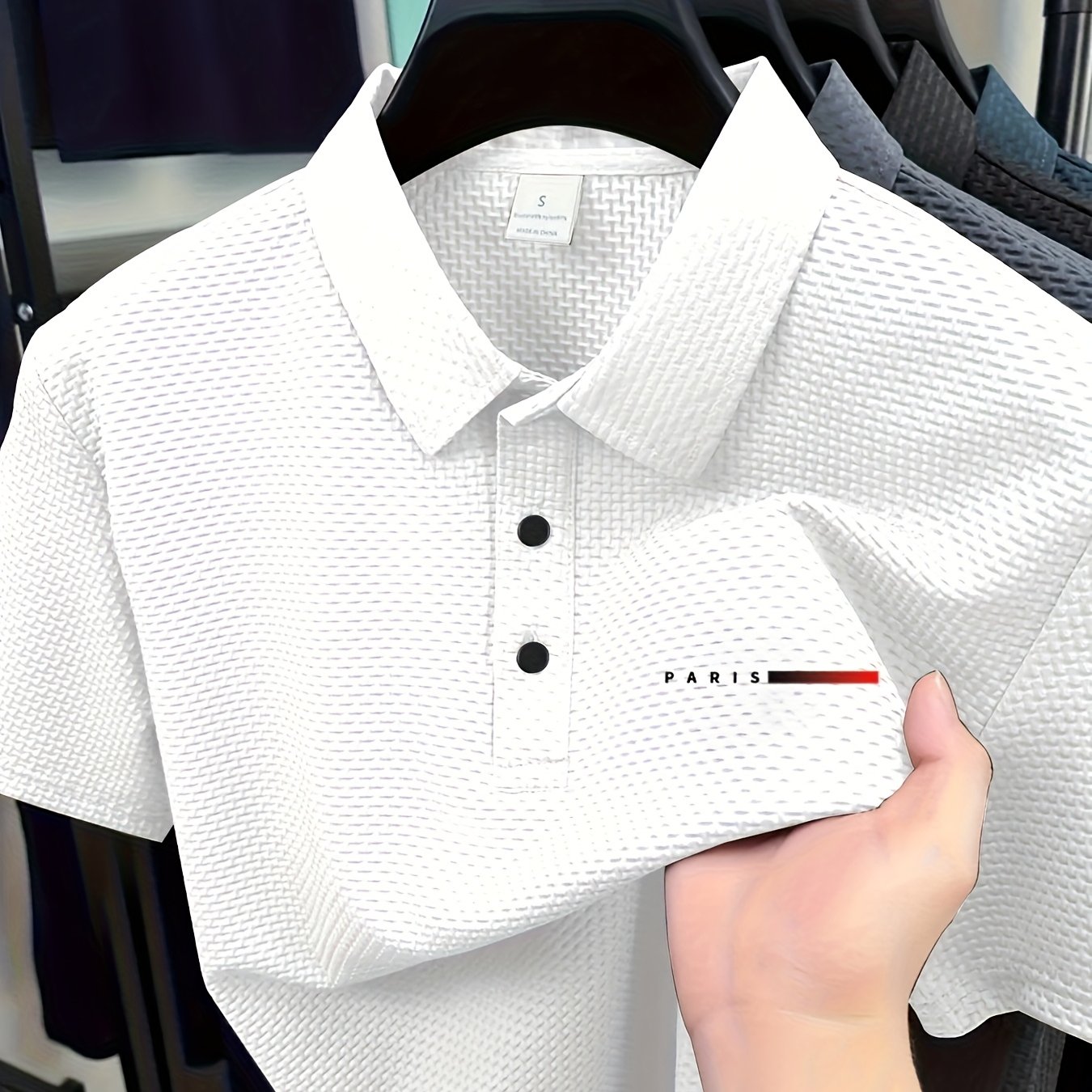 TEMU Camicia da casual a maniche corte con bottoni, , e , con stampa a colori sfumati OBM PARIS