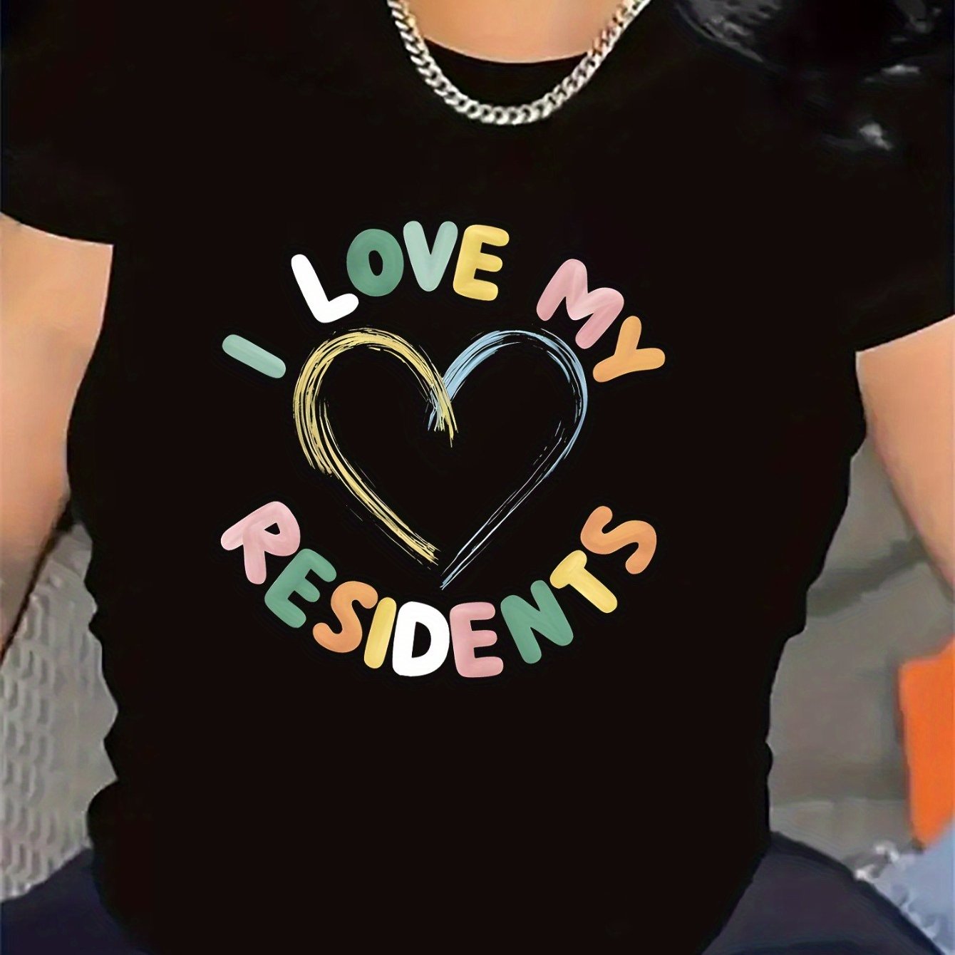 TEMU T-shirt With I Love My Design, Ideal For Nursing Homes, Durable And Comfortable, Caregivers In Hospitals Or , Lightweight And Breathable Fabric,