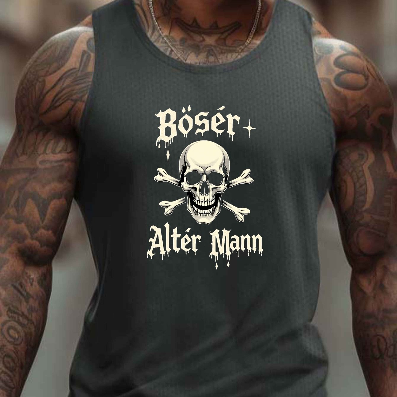 E-shop Herren Tank Top mit Totenkopf und Kreuzknochen, lässiges ärmelloses Sport Tank Top, atmungsaktive bequeme Oberteile