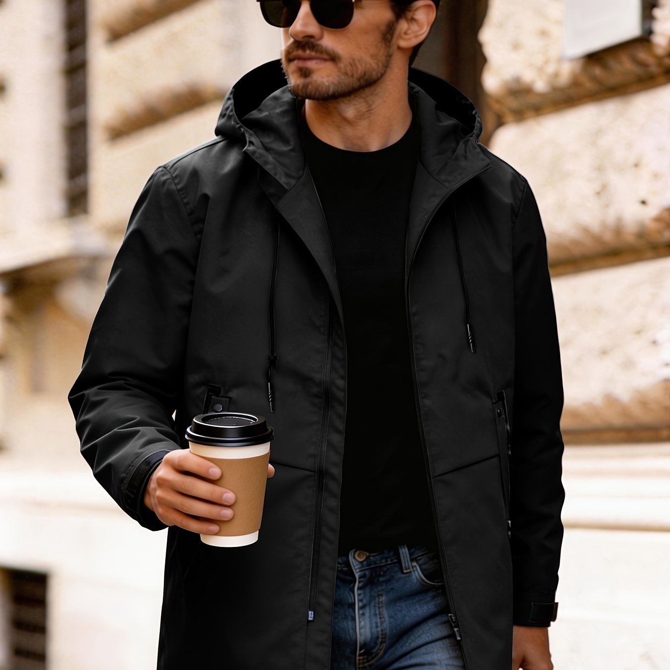Men's New Jacket, Casual Outerwear, Sports Outdoor Hooded Coat With Zipper Pockets