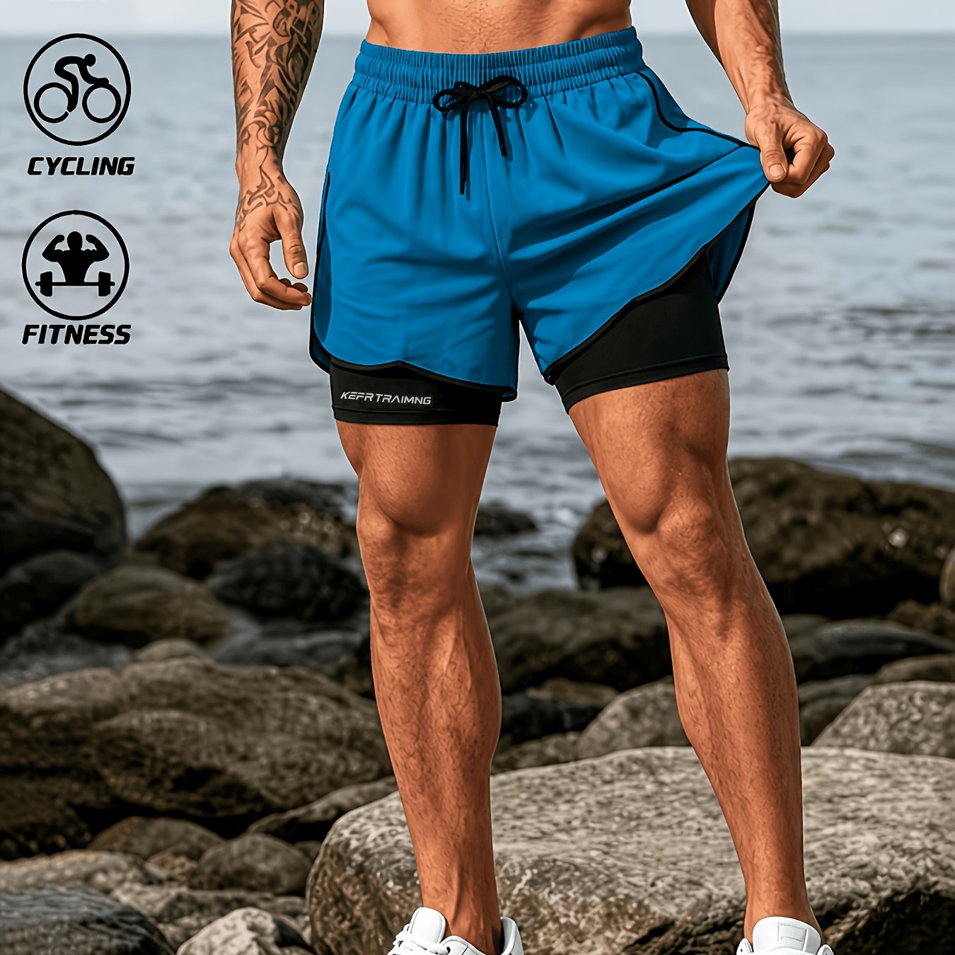 TEMU 1pc Men's Practical Work Shorts With Phone Pockets, Elastic Drawstring Waist, Loose And Comfortable Cargo Athletic Shorts, Suitable For Work,