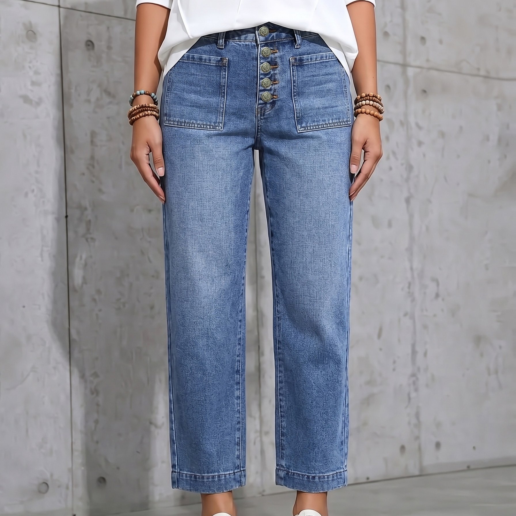 Women's Casual Commuting Washed Cone-shaped Jeans
