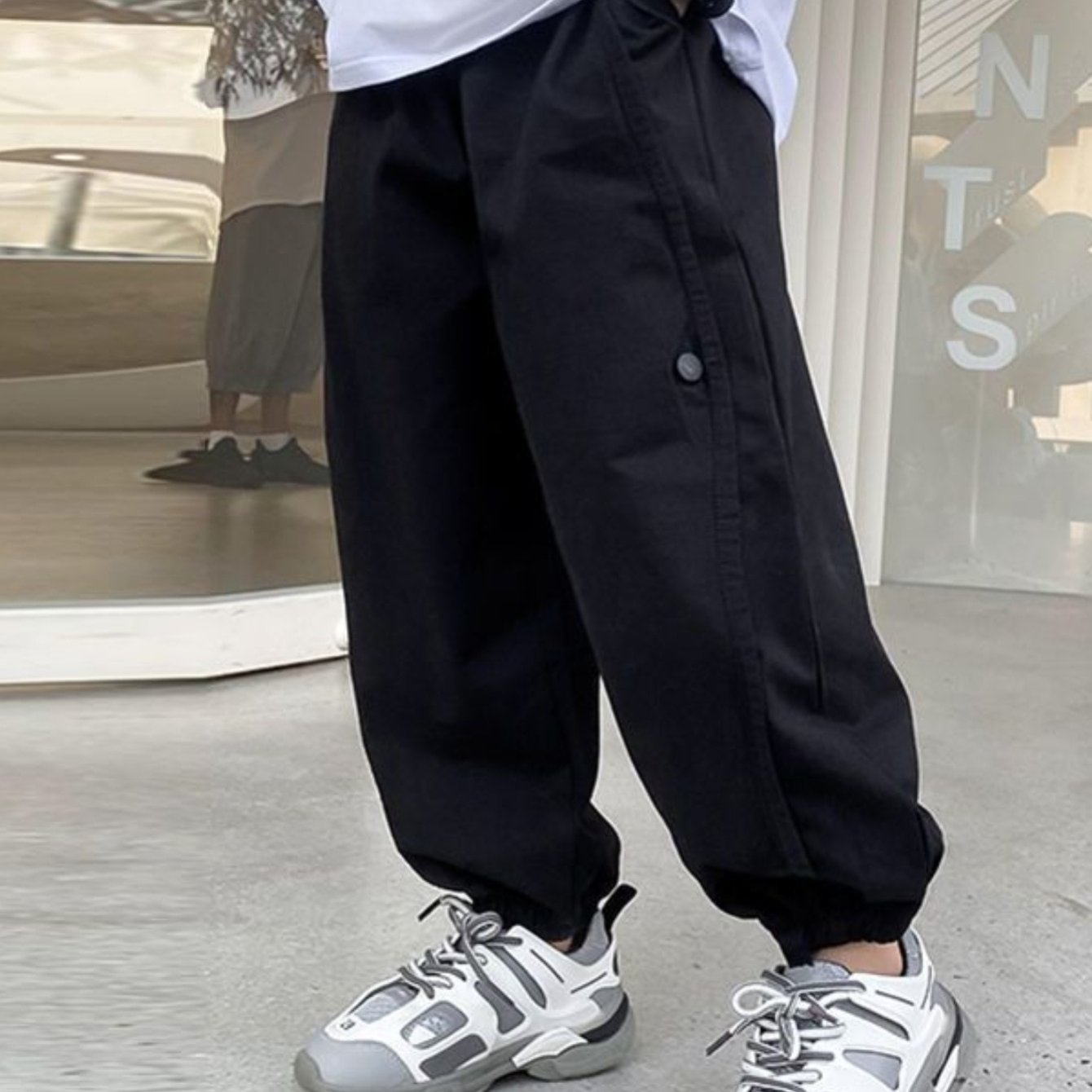 Boys Loose Hip Hop Pants, Casual Cargo Trousers, , Elastic Waist Joggers With Pocket, Clothing For Outdoor