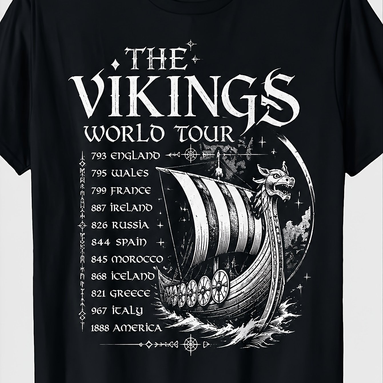 Men's Graphic T-shirt, Viking With Design, Retro Graphic Print, Casual Wear, Ideal For Daily And Weekend Outfit