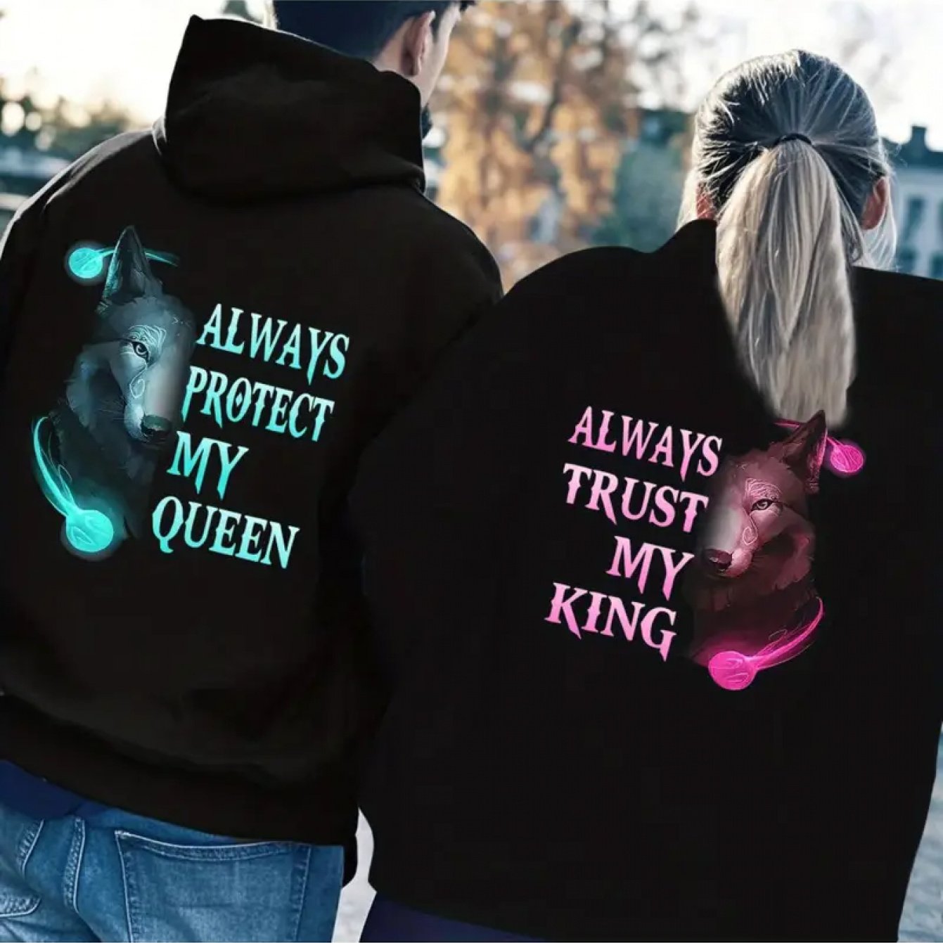 TEMU 1pc Couple Print Couple Outfit Casual Hoodie With Pocket, Fashion Athletic Sweatshirt, Comfortable For Hoodies, Fall Winter