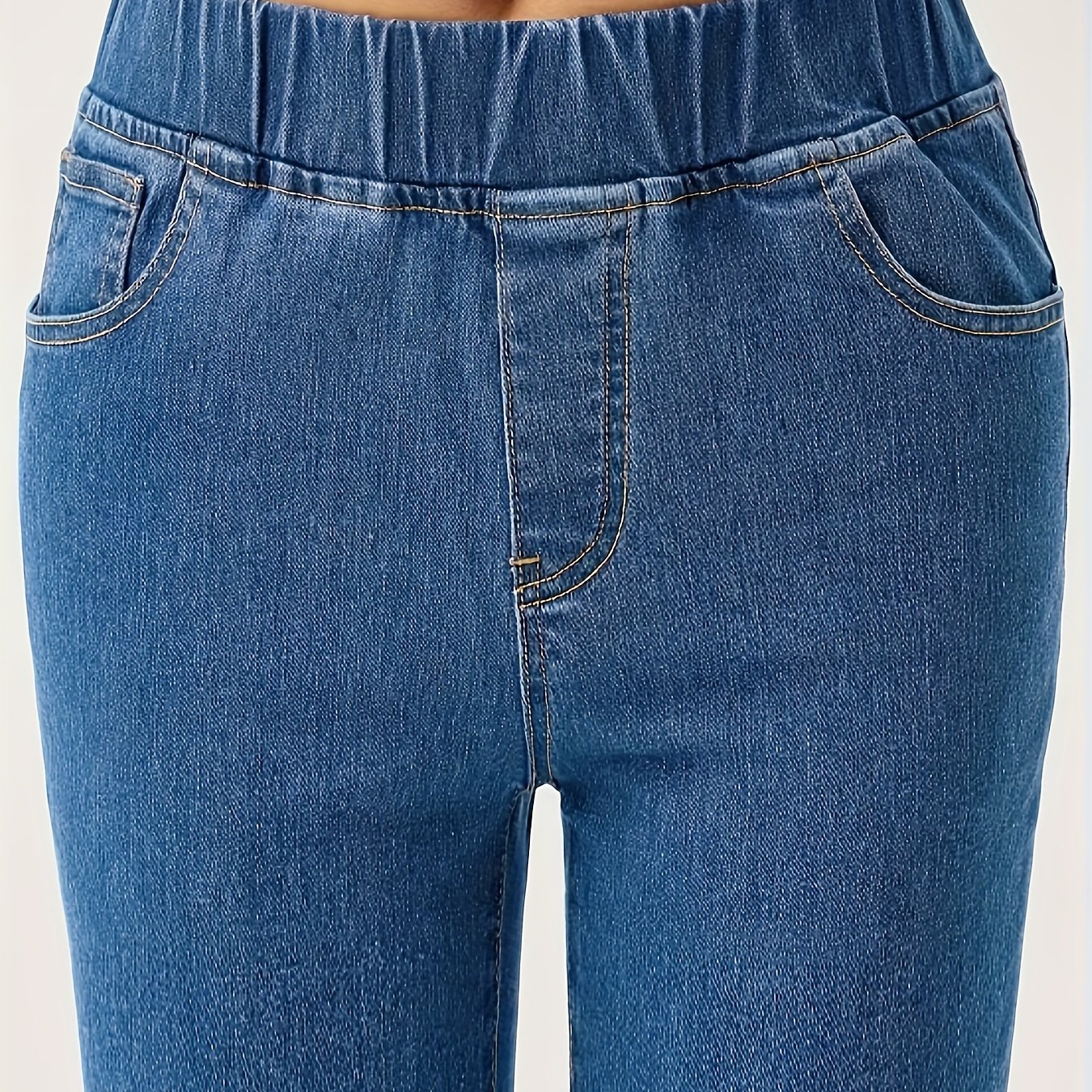Image of Plus-size Elastic Waist Denim Pants