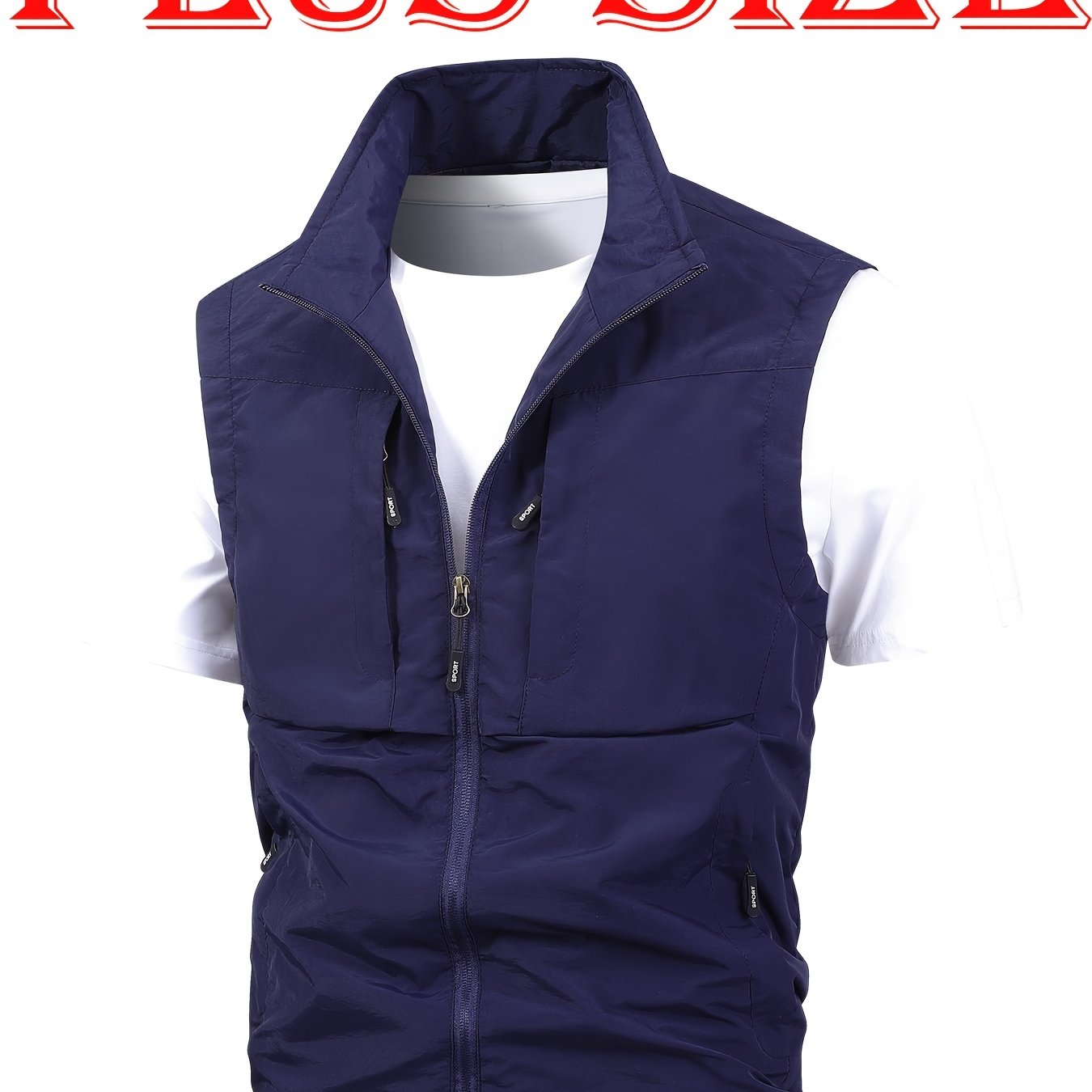 TEMU Men's Plus Size Outdoor Casual Loose-fit Breathable Sports Vest, Wear-resistant, Stylish, Multi-pocket, Fashionable, Classic, Trendy, And