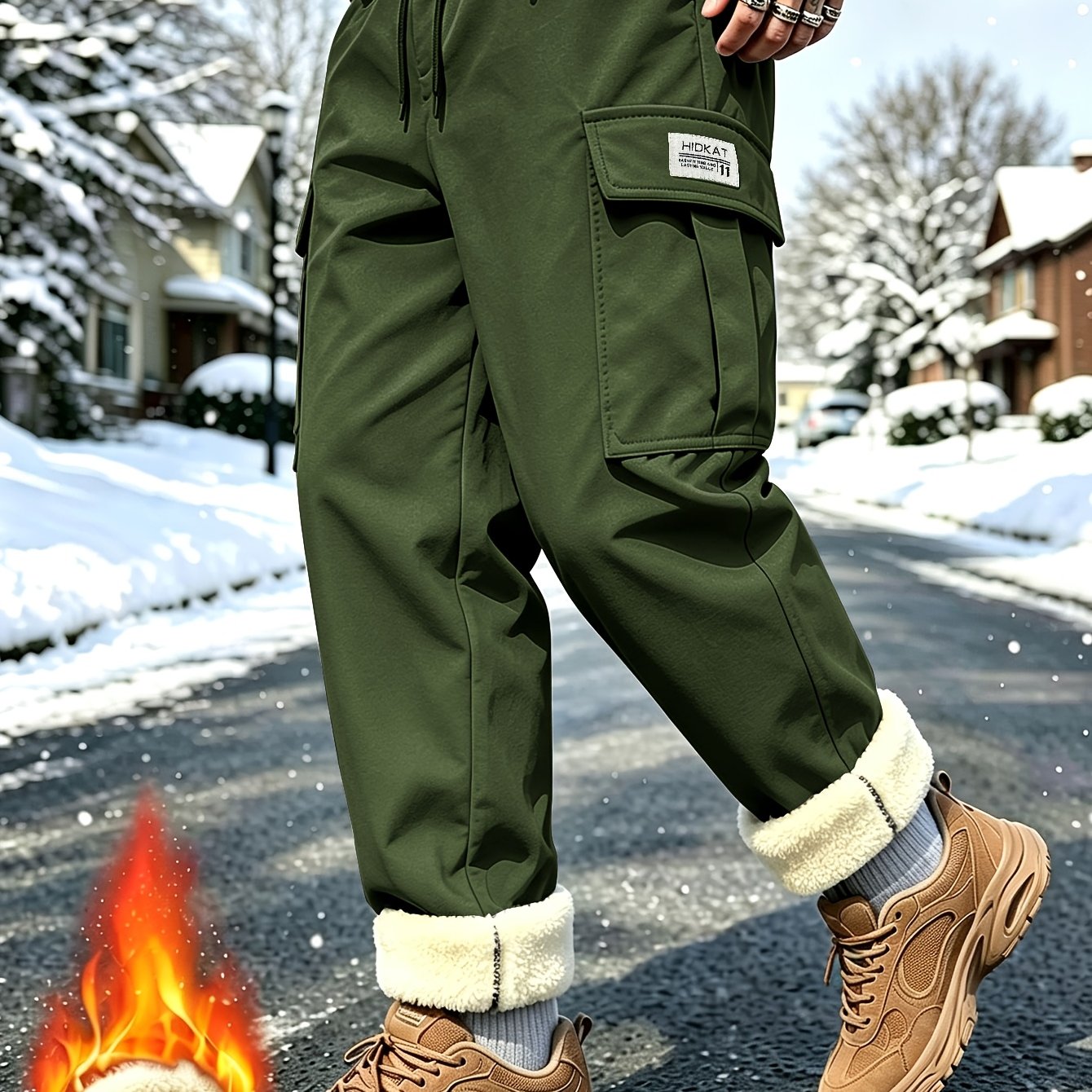 Men's Cargo Jogger Pants for Autumn/Winter with Drawstring Waist
