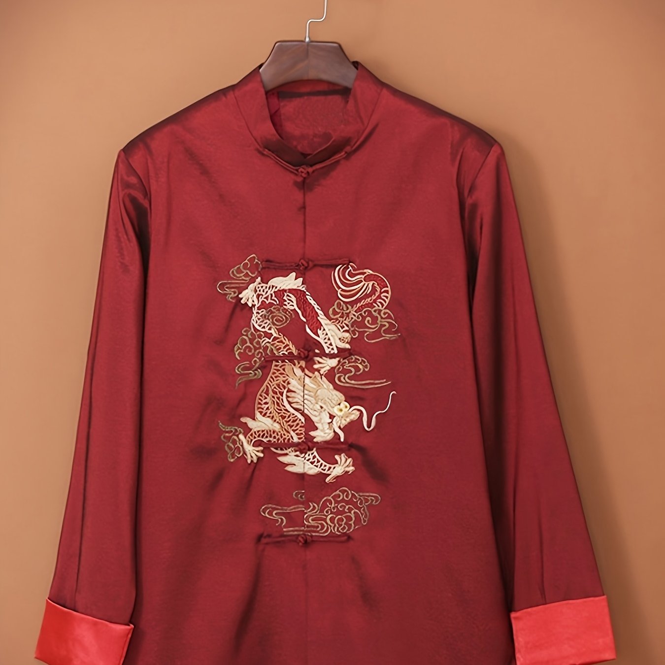 item picture mens tang jacket with chinese style embroidery featuring retro turned up sleeves suitable for traditional events and parties   and autumn with an ethnic flair chinese size please check the size guide  